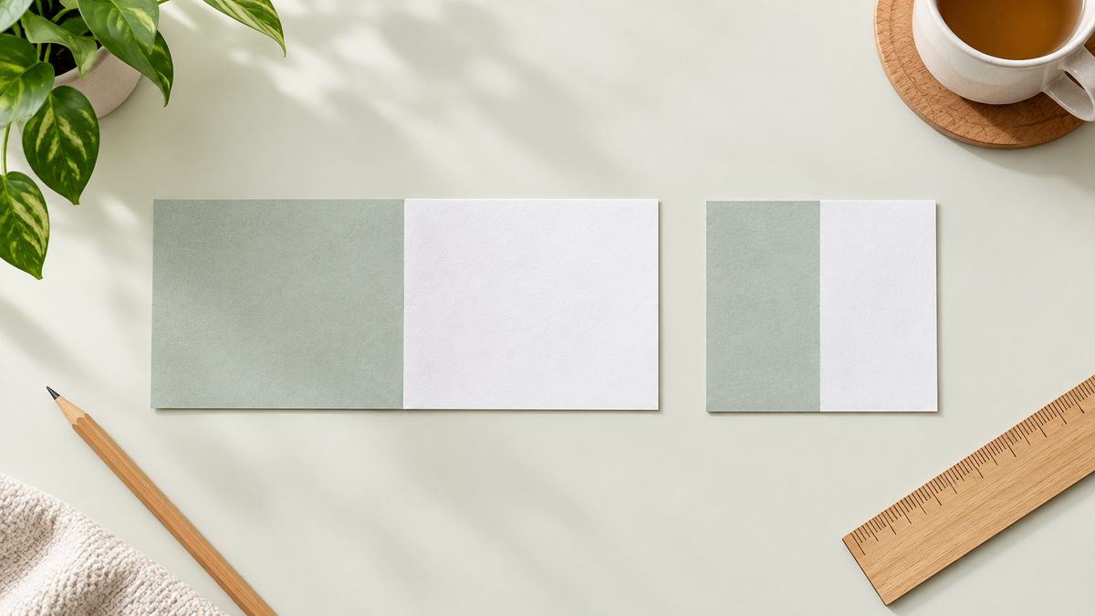 Two differently sized paper wholes, each folded into two equal parts, show that halves can contain different amounts of paper.