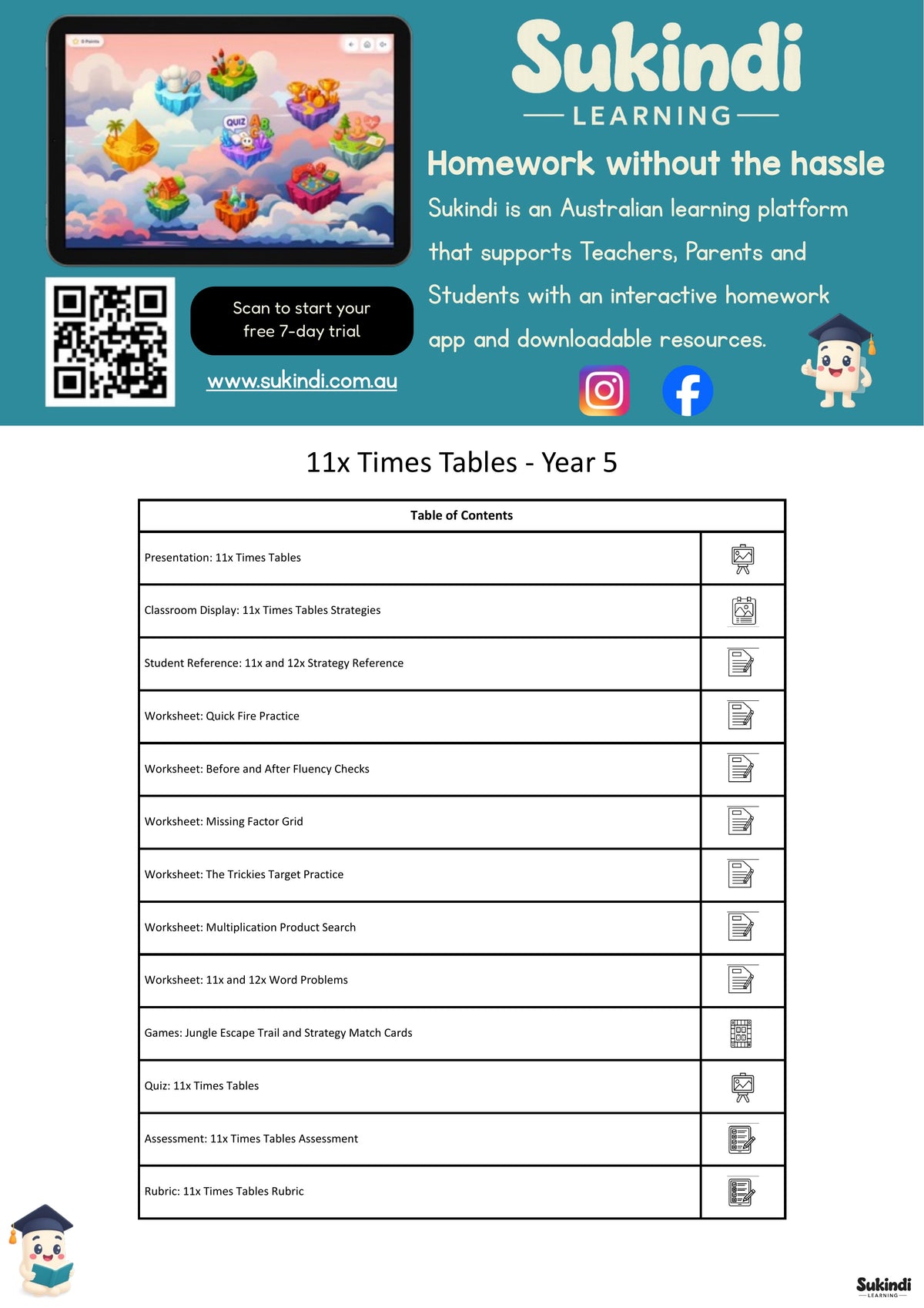 Year 5 11x Times Tables Unit