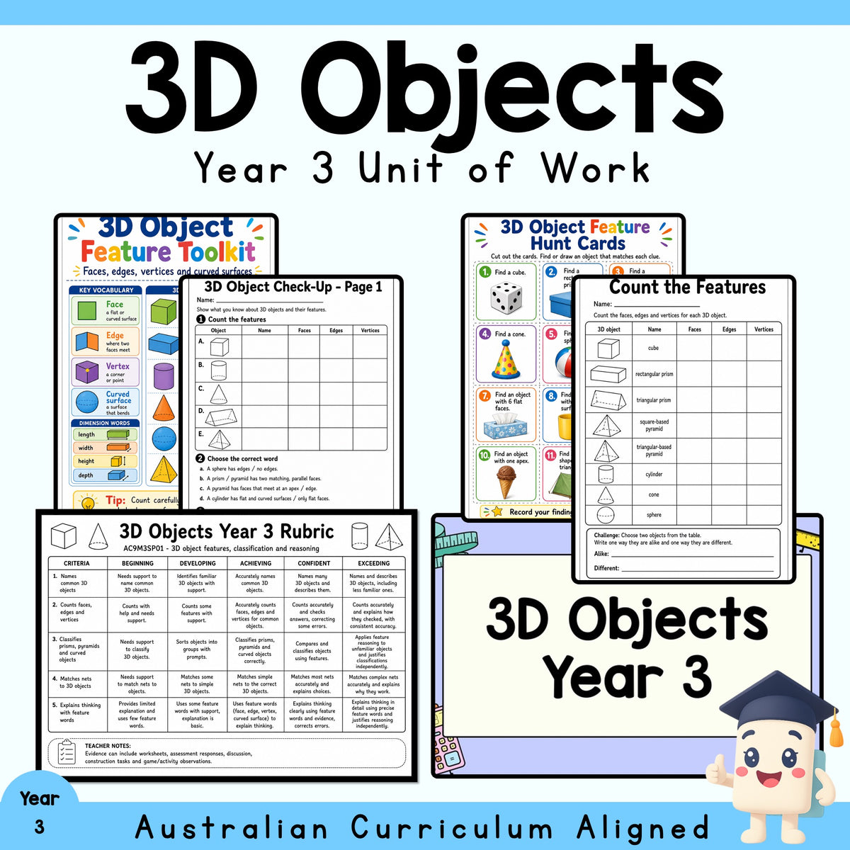 Year 3 3D Objects Unit | Geometry Worksheets, Games, Activities & Assessment