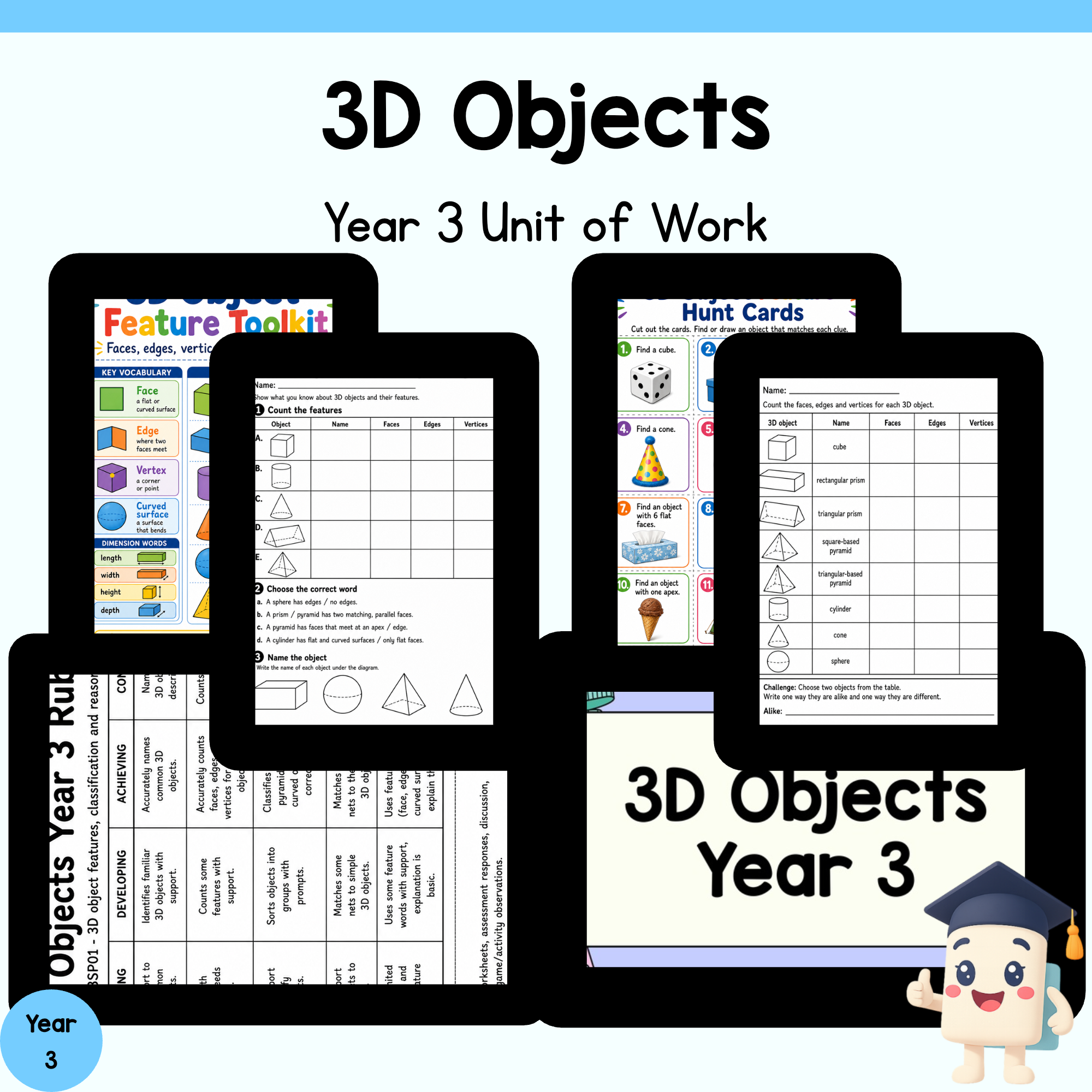 Year 3 3D Objects Unit | Geometry Worksheets, Games, Activities & Assessment