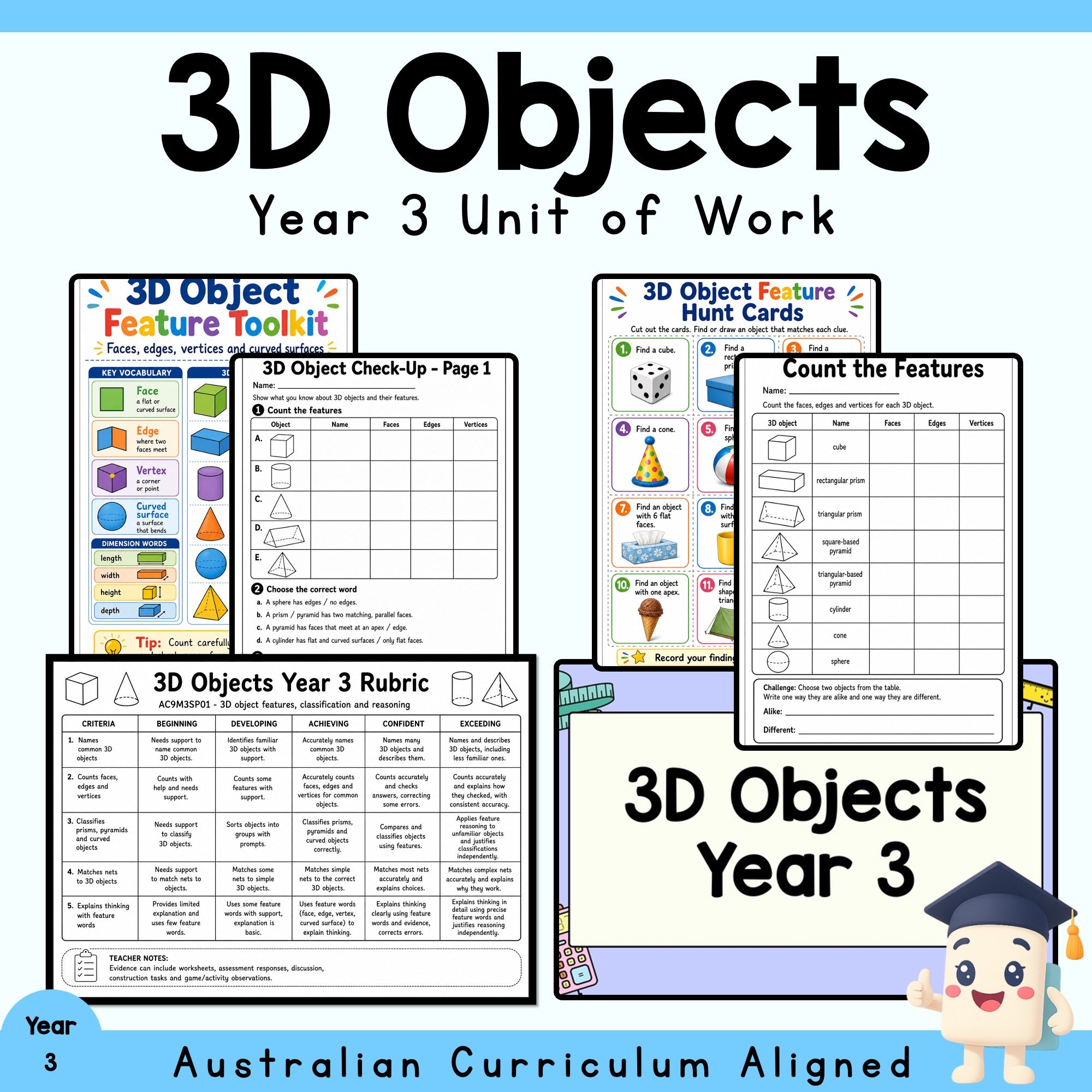 Year 3 3D Objects Unit | Geometry Worksheets, Games, Activities & Assessment