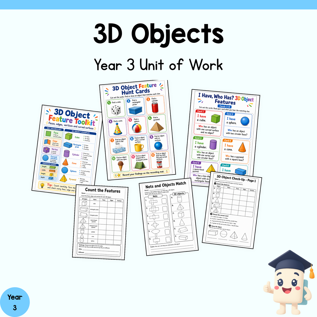 Year 3 3D Objects Unit | Geometry Worksheets, Games, Activities & Assessment
