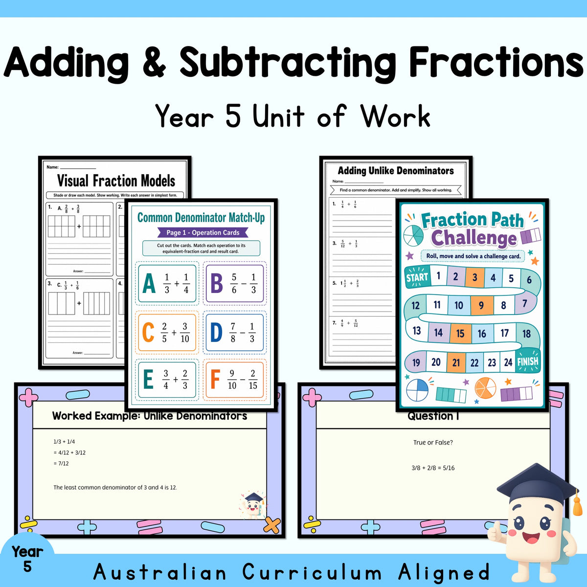 Adding and Subtracting Fractions – Year 5 — cover