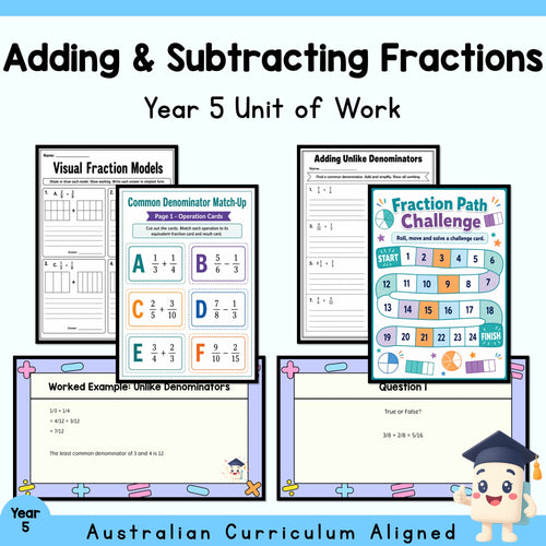 Adding and Subtracting Fractions – Year 5 — cover