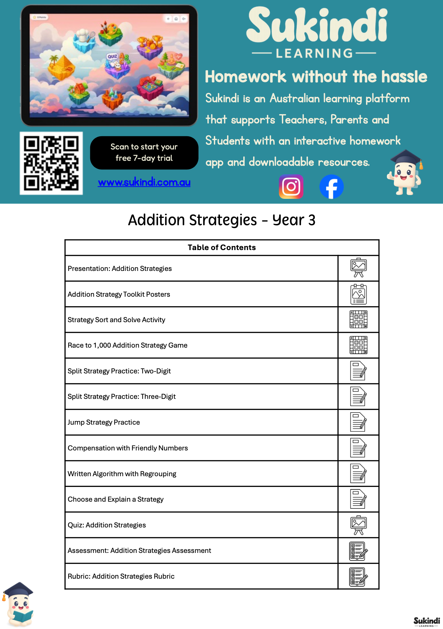 Addition Strategies Year 3 Unit