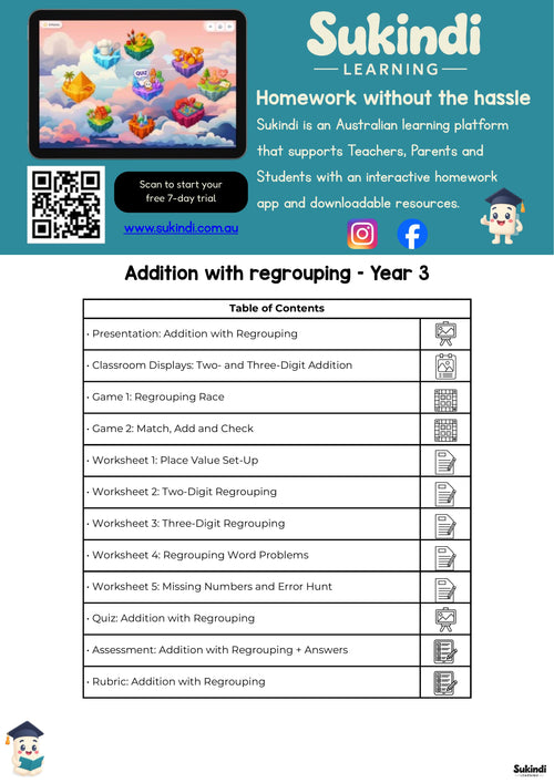 Addition with Regrouping – Year 3 Unit Plan