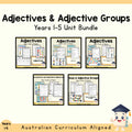 Adjectives & Adjective Groups Years 1–5 English Unit Bundle cover showing every included unit