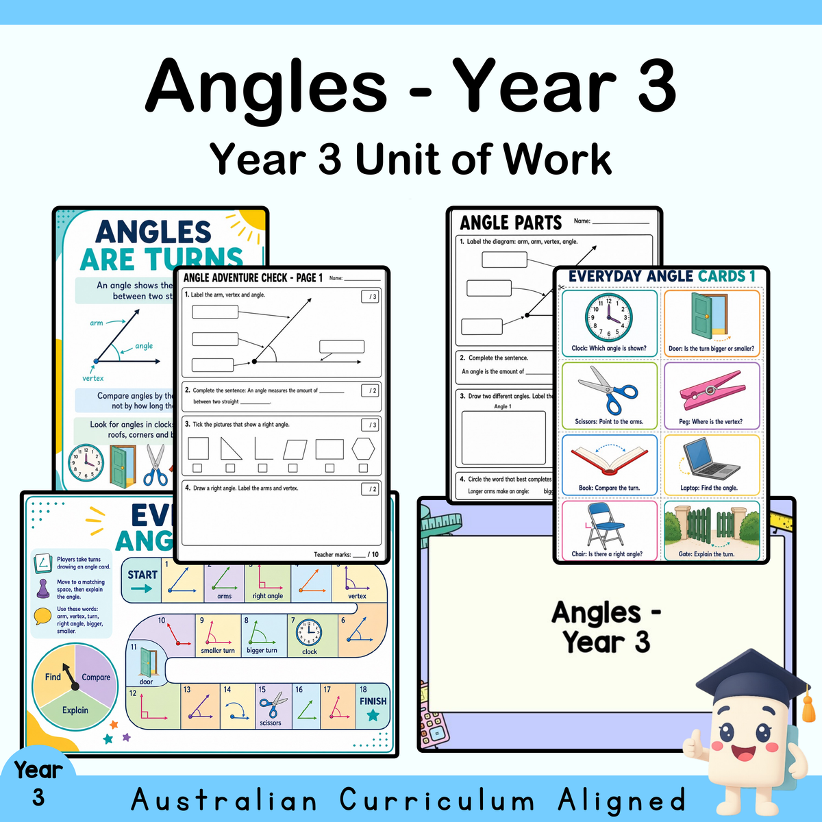 Year 3 Angles Unit | Right Angles, Turns, Worksheets, Games, Quiz & Assessment