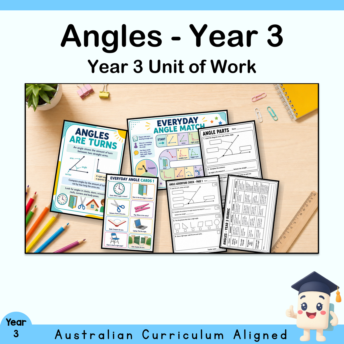 Year 3 Angles Unit | Right Angles, Turns, Worksheets, Games, Quiz & Assessment