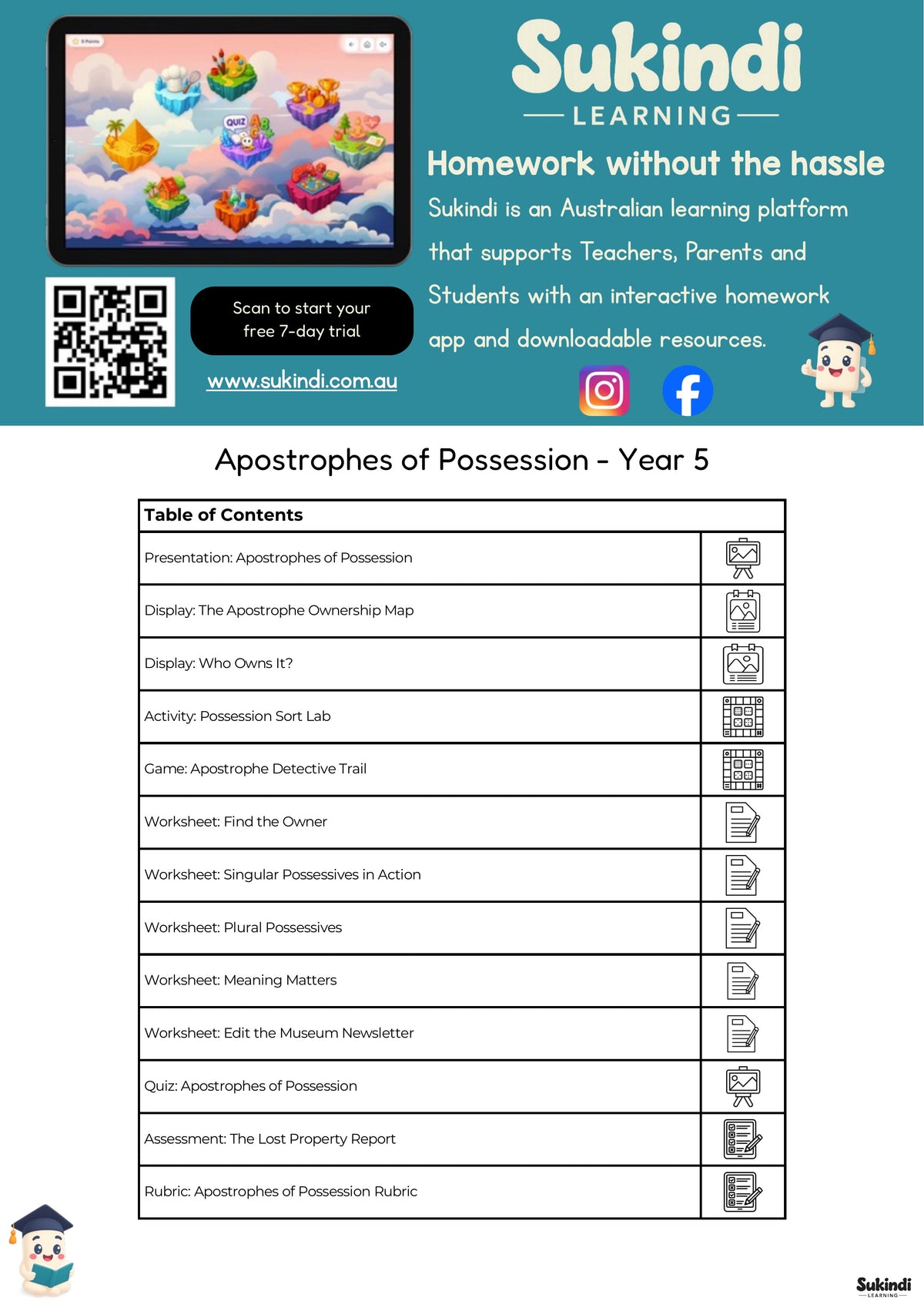 Apostrophes of Possession Year 5