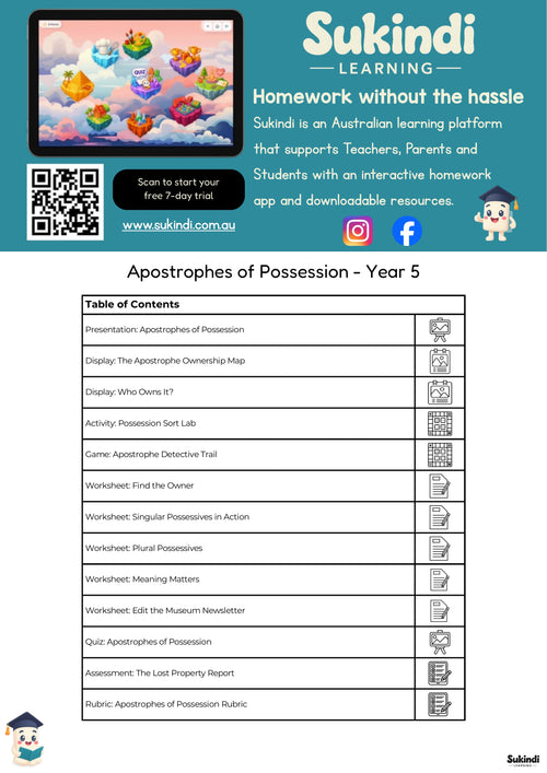Apostrophes of Possession Year 5
