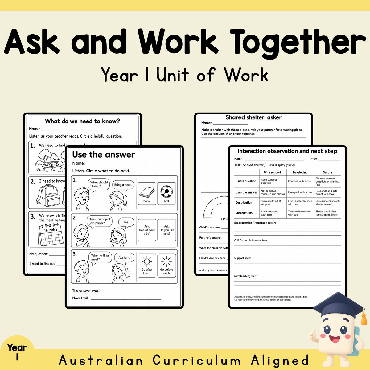 Ask, Listen and Work Together - Year 1 — cover