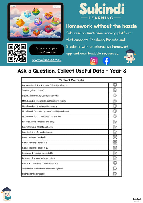 Ask a Question, Collect Useful Data – Year 3 — table of contents