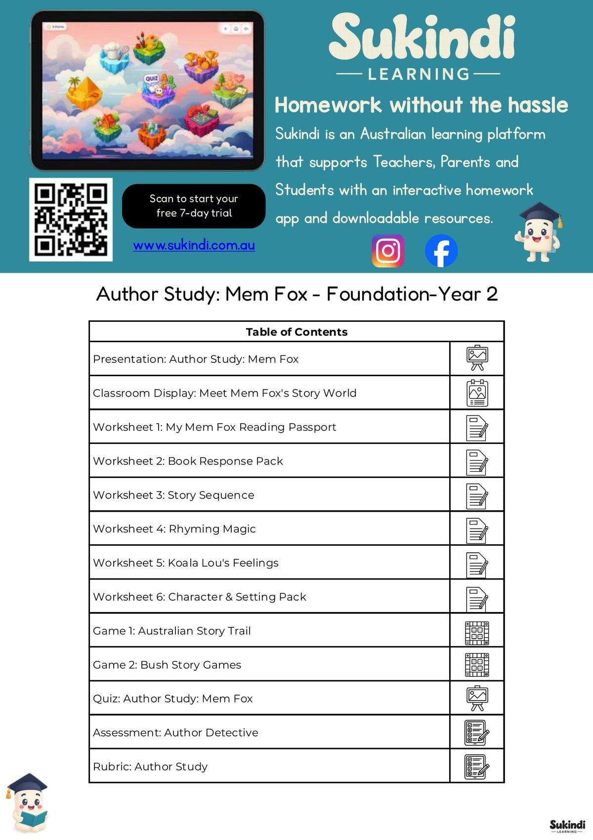 Mem Fox Author Study F-2