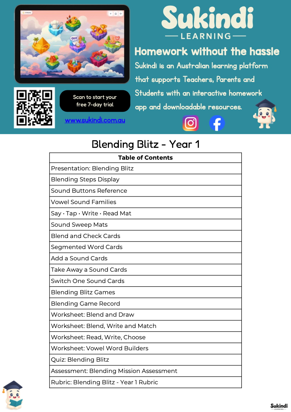Blending Blitz Year 1 Phonics Unit