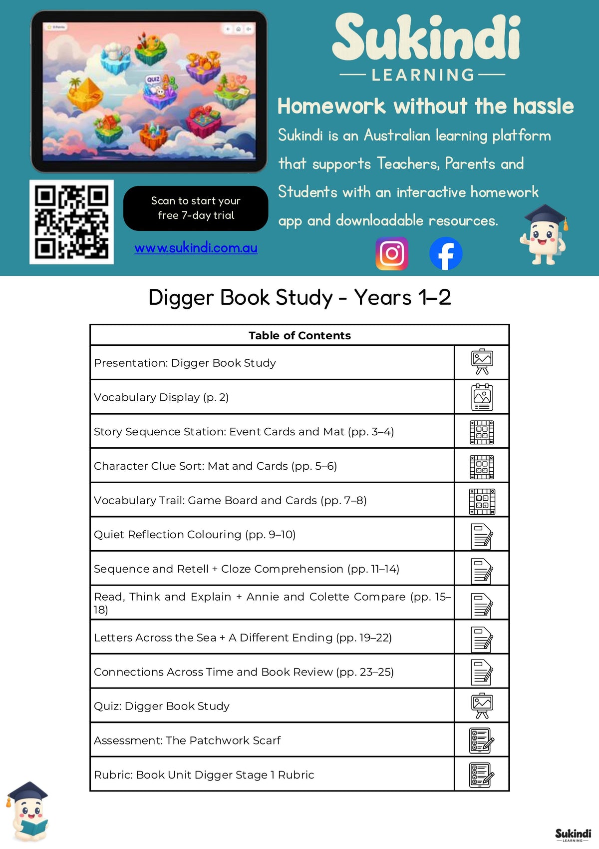 Digger Book Study Unit | Years 1–2