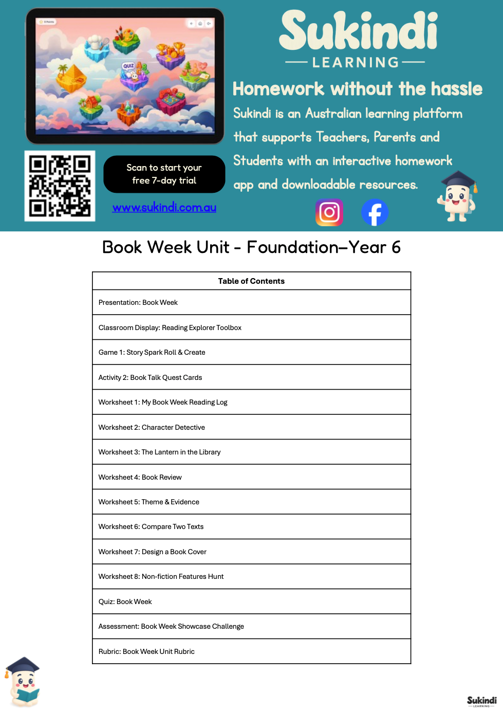 Book Week Unit – Foundation to Year 6
