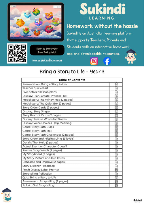 Bring a Story to Life - Year 3 — table of contents