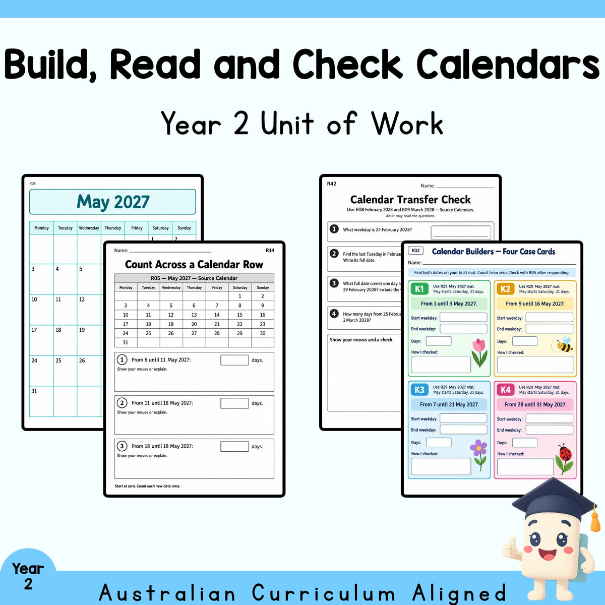 Build, Read and Check Calendars - Year 2 — cover
