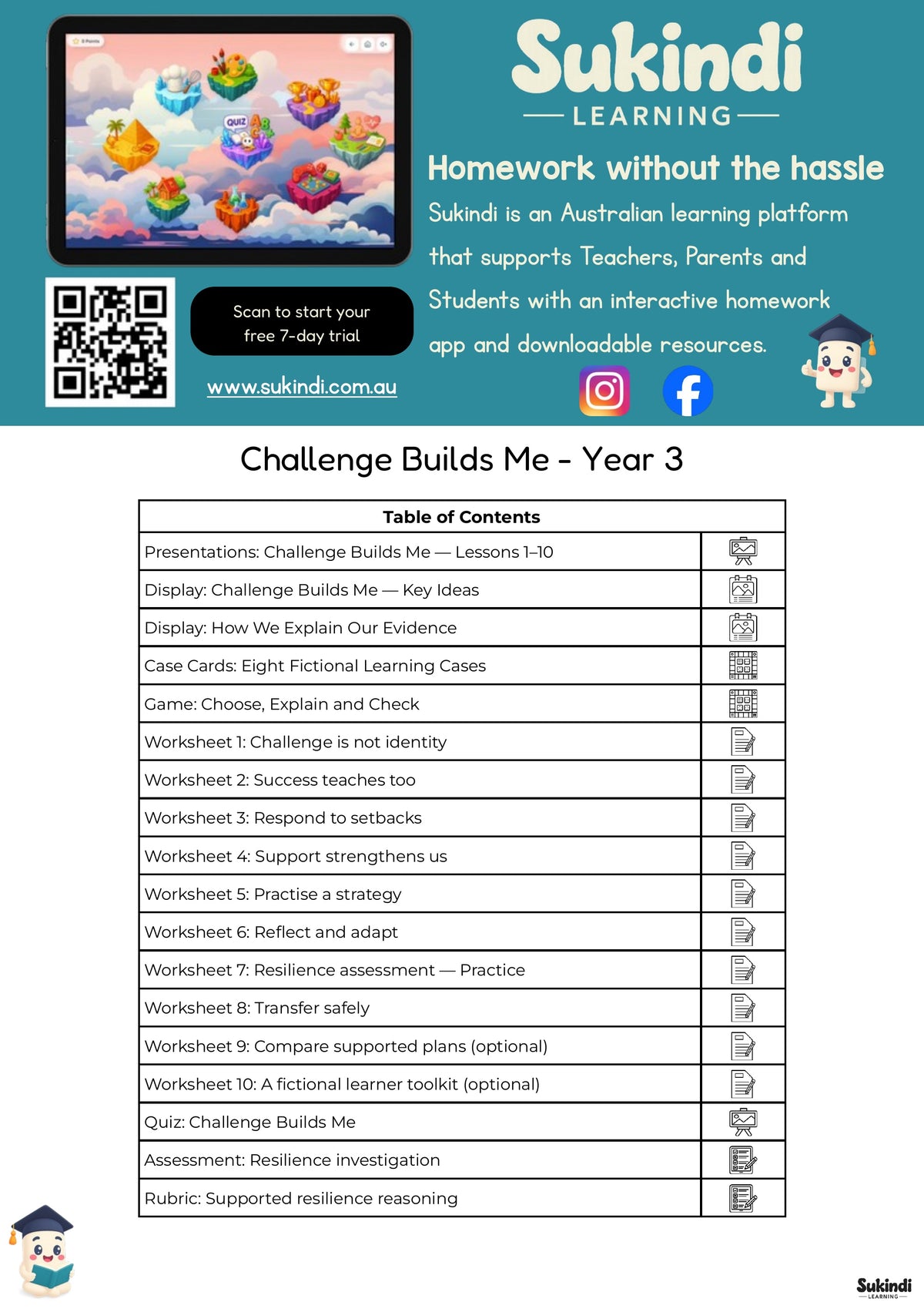 Challenge Builds Me - Year 3 — table of contents