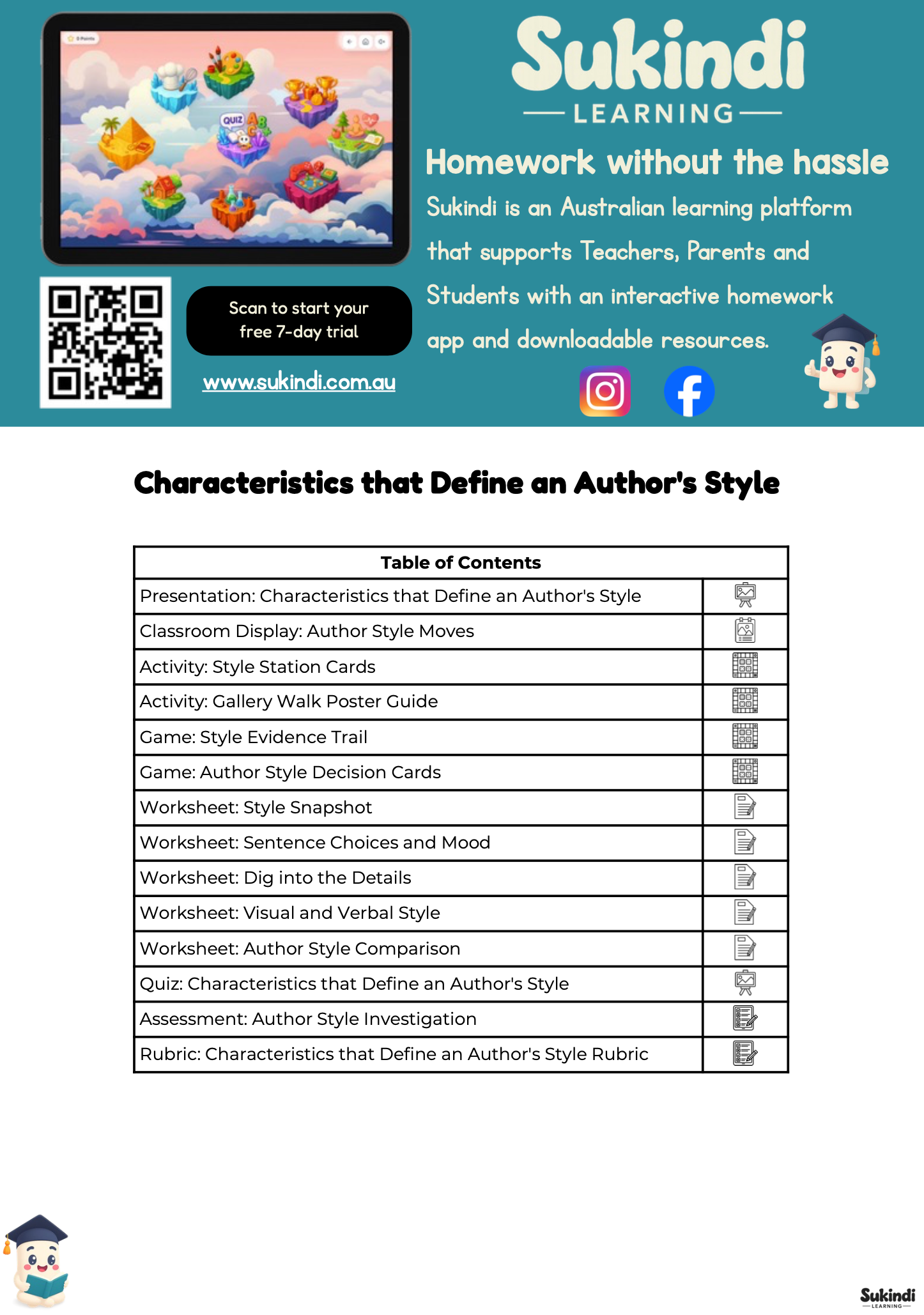 Year 6 Author's Style Unit