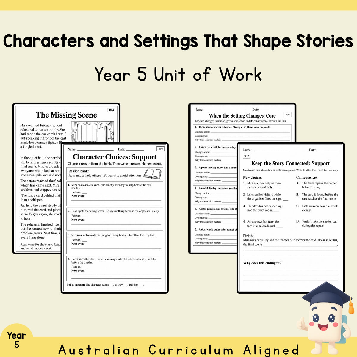 Characters and Settings That Shape Stories - Year 5 — cover