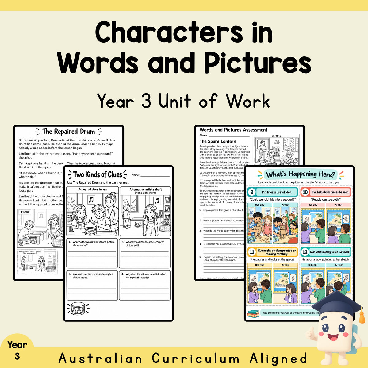Characters in Words and Pictures - Year 3 — cover