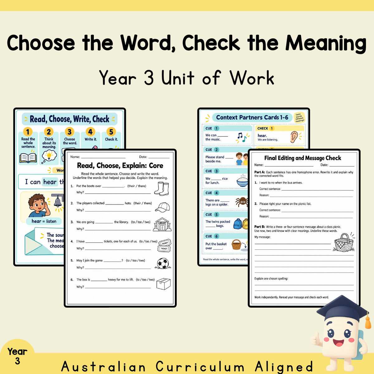 Choose the Word, Check the Meaning - Year 3 — cover