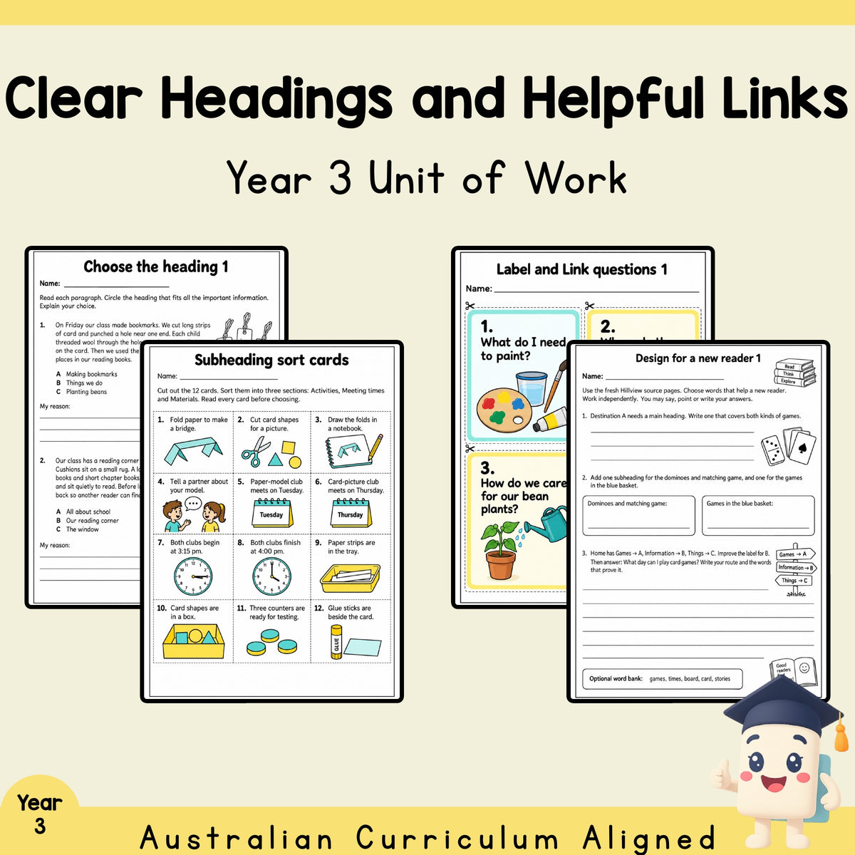 Clear Headings and Helpful Links - Year 3 — cover