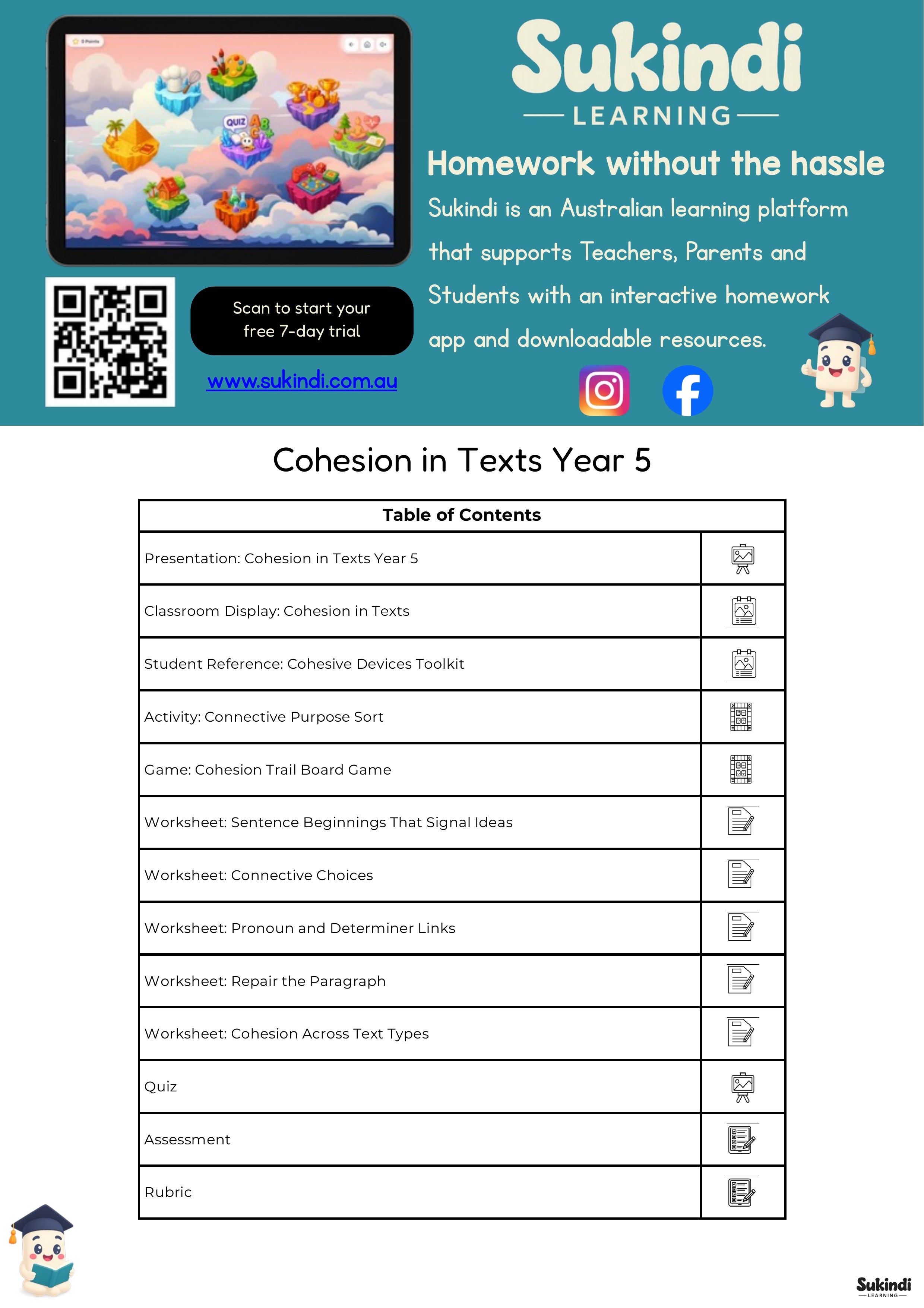 Cohesion in Texts Year 5 Unit