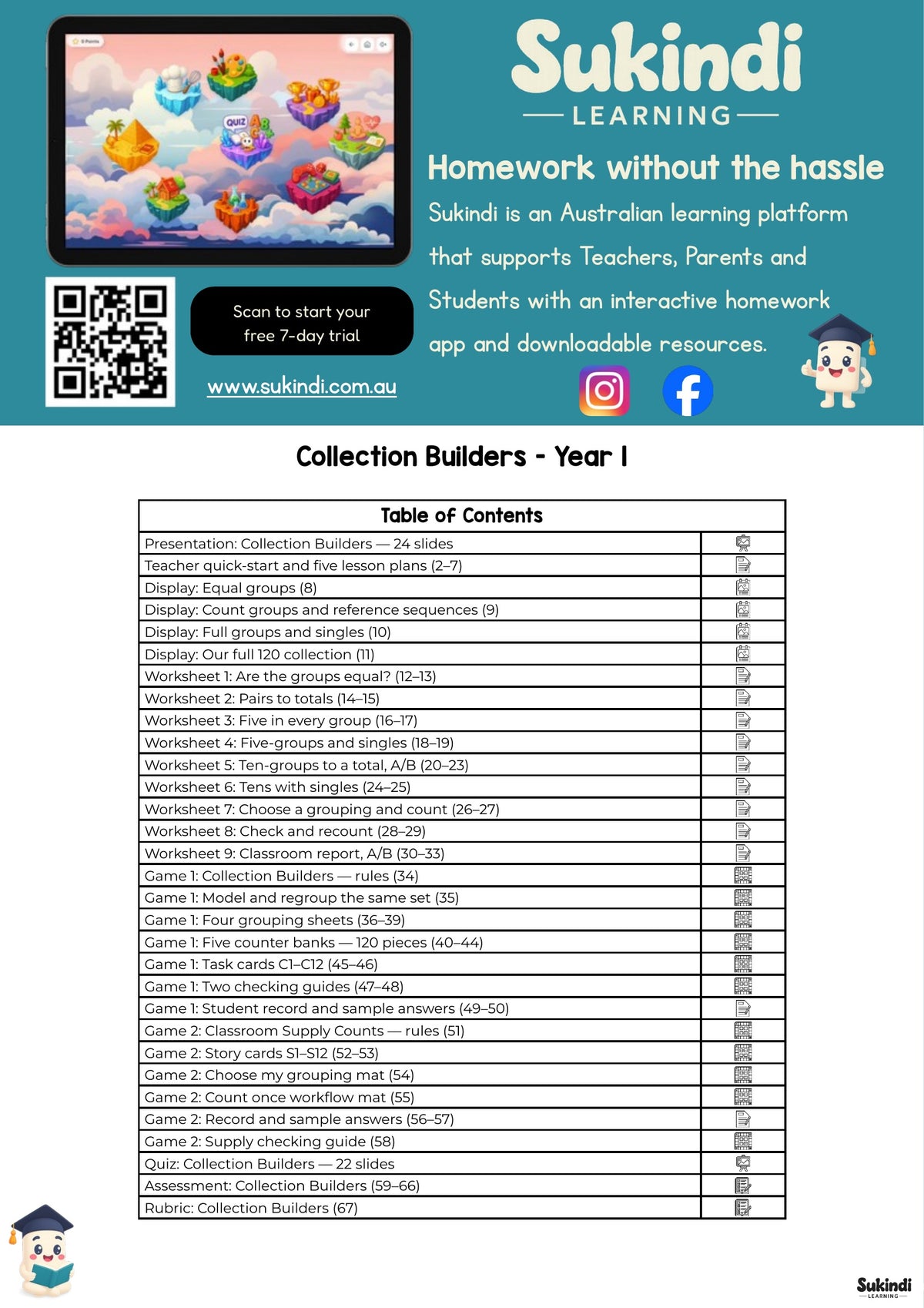 Collection Builders - Year 1 — table of contents