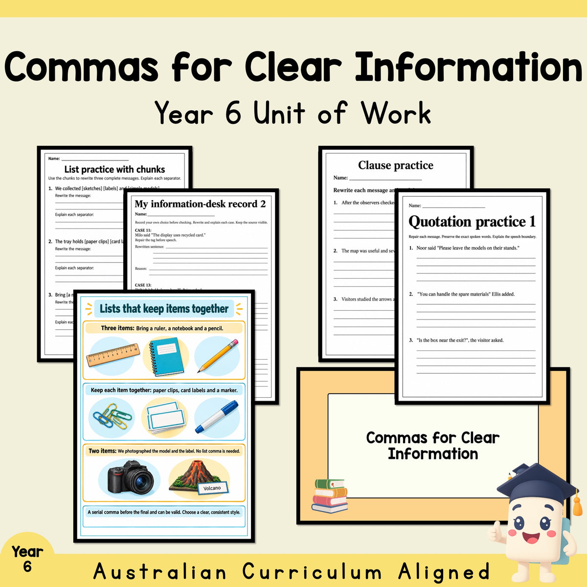 Commas for Clear Information - Year 6 — cover