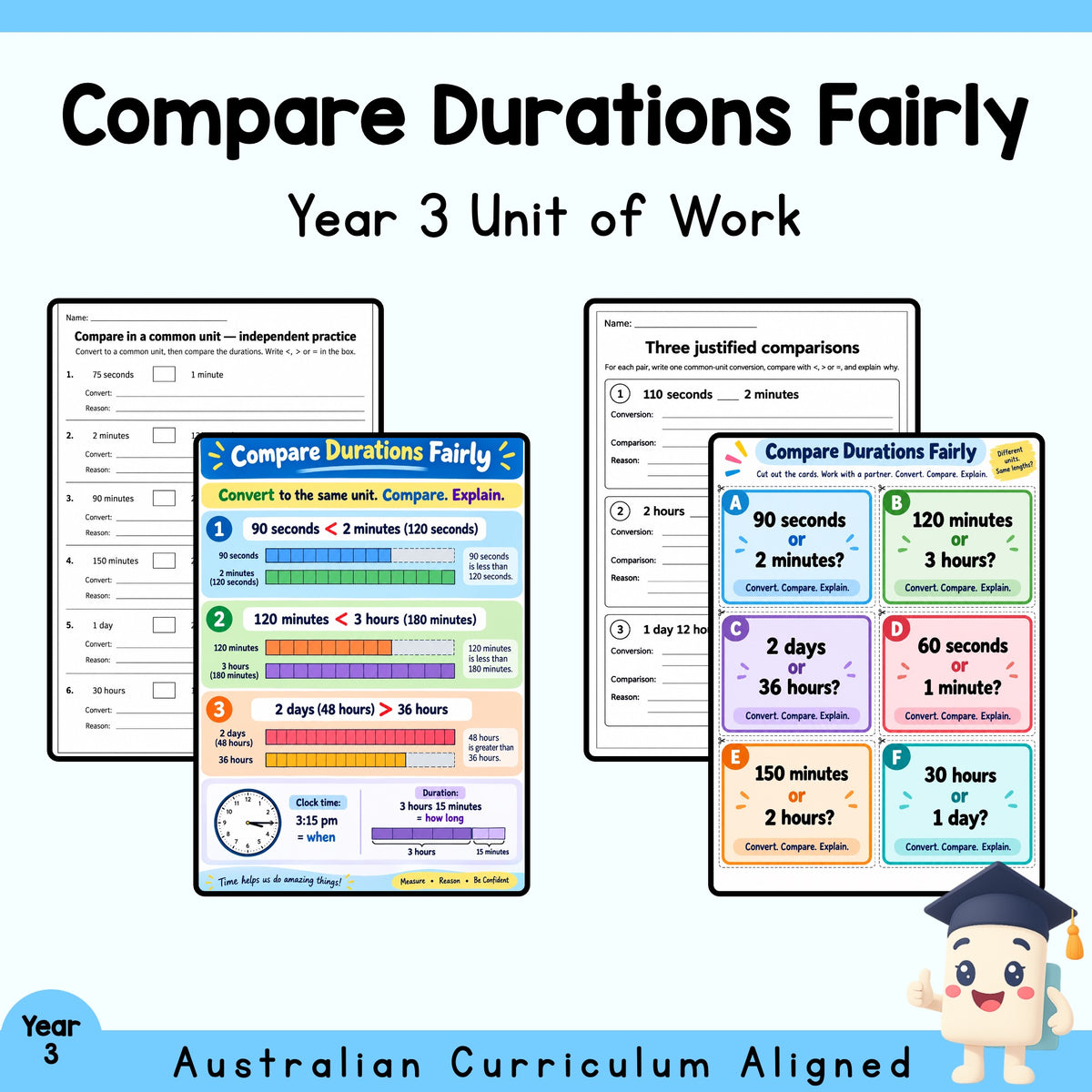 Compare Durations Fairly — Year 3 Maths Unit — cover
