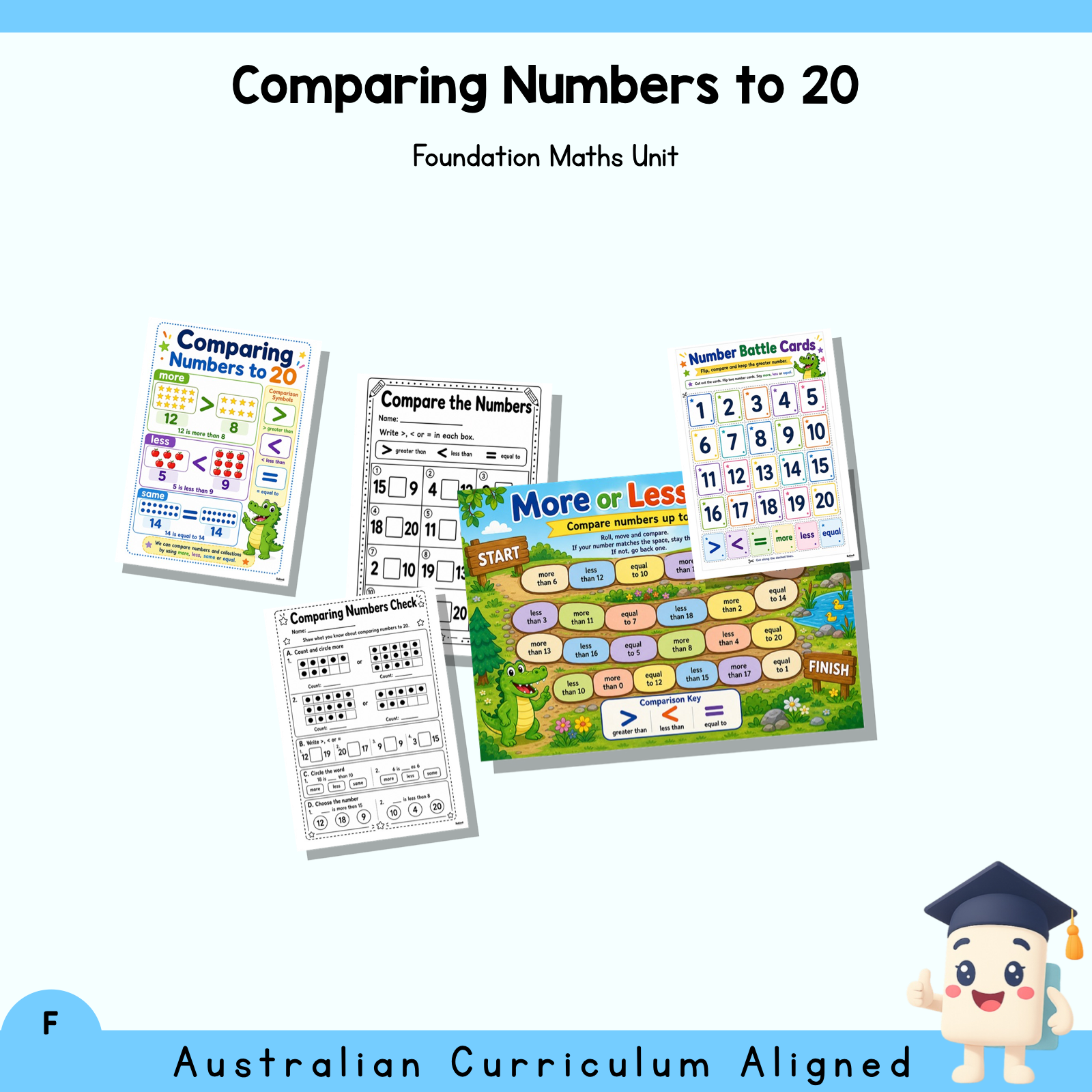 Foundation Comparing Numbers to 20 Unit | Worksheets, Games & Assessment