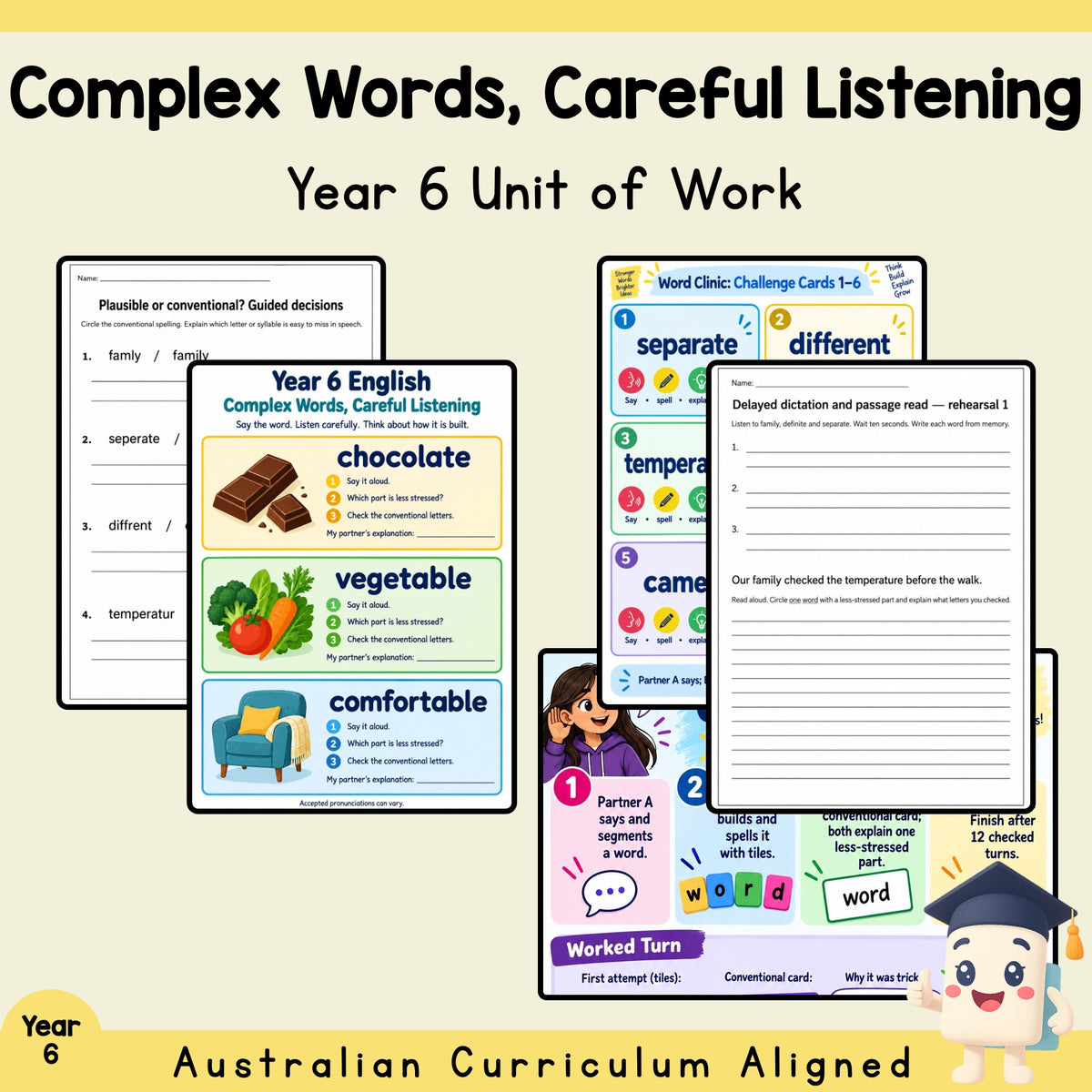 Complex Words, Careful Listening — Year 6 — cover