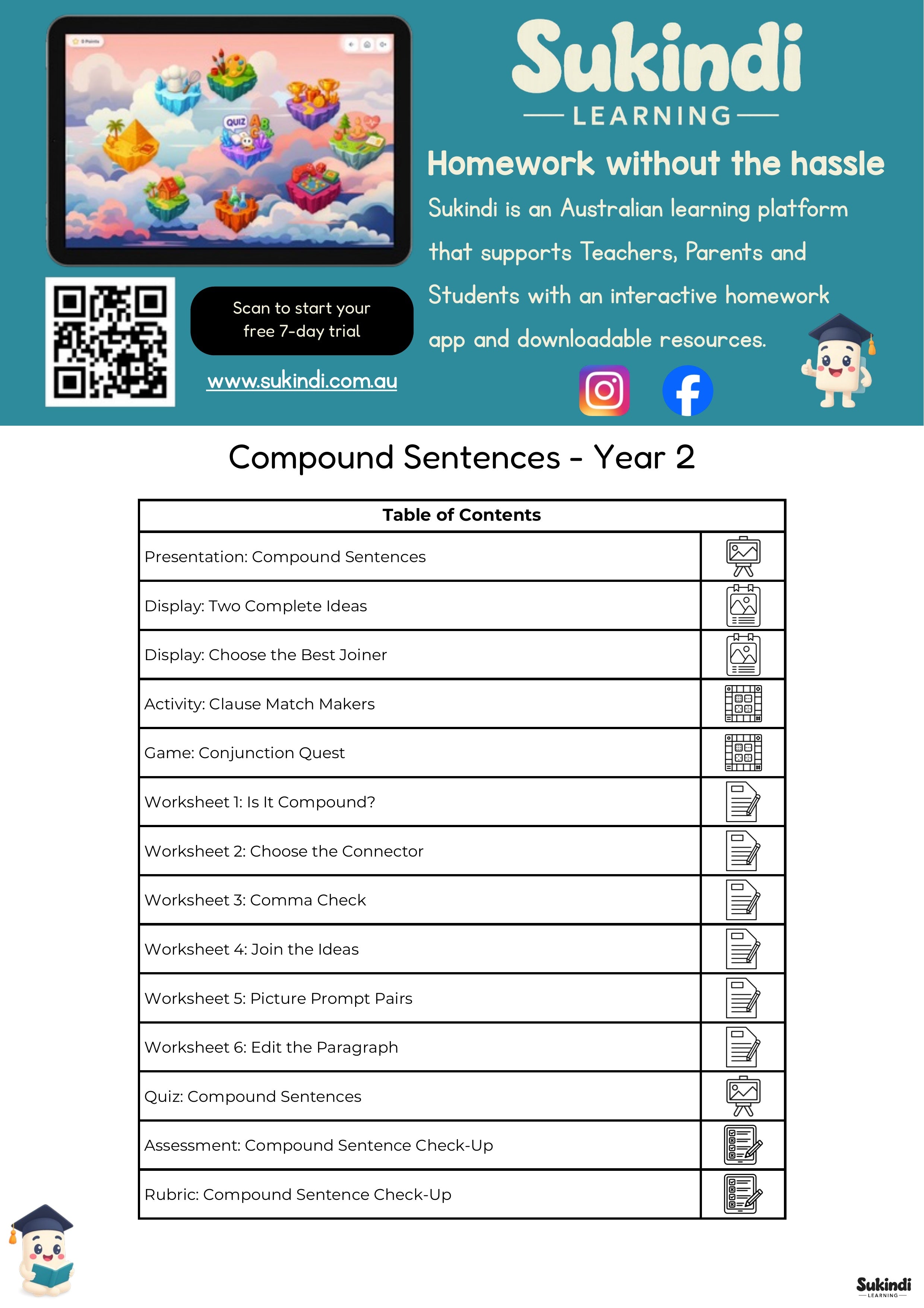 Compound Sentences Year 2 Unit