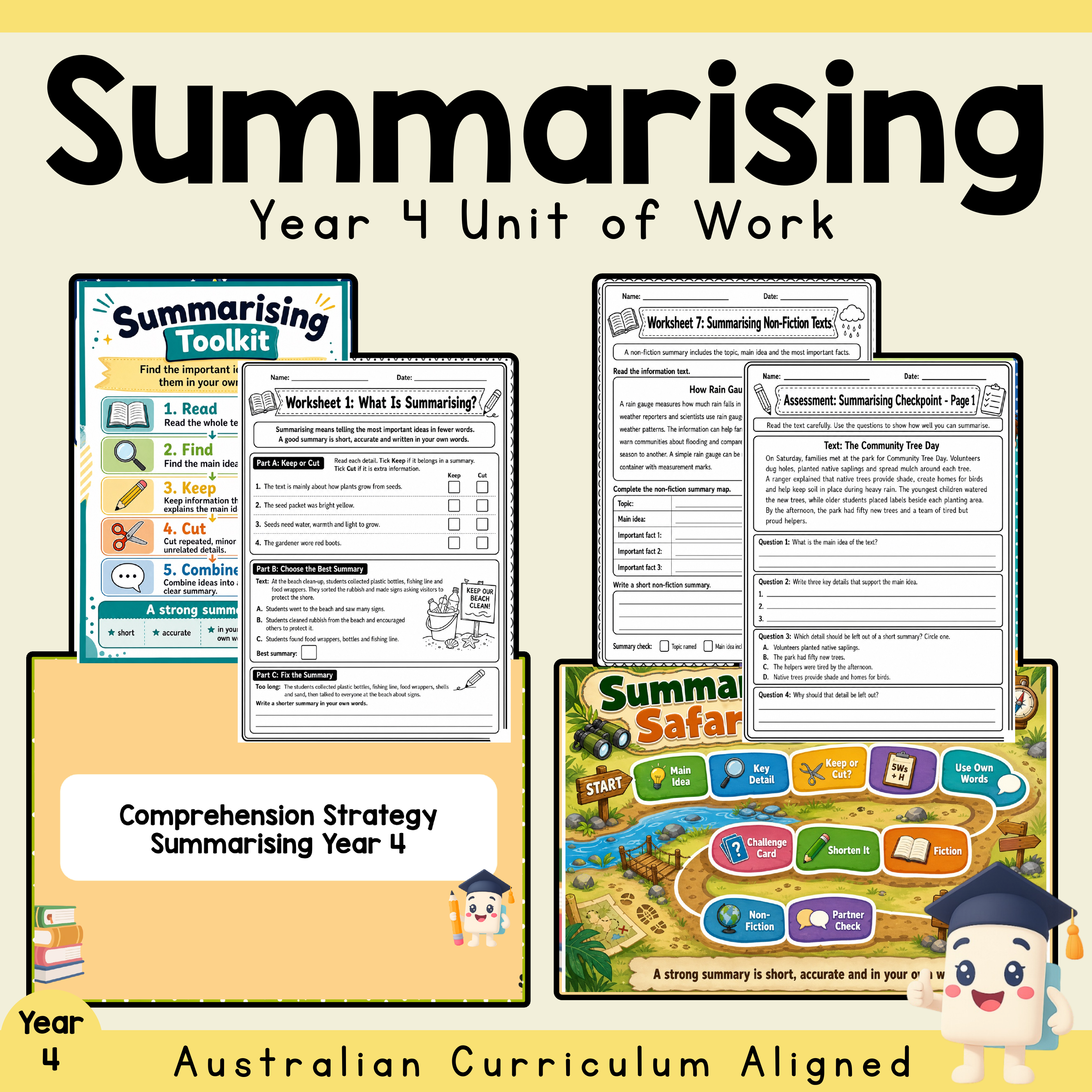 Year 4 Summarising Unit | Worksheets, Games & Assessment