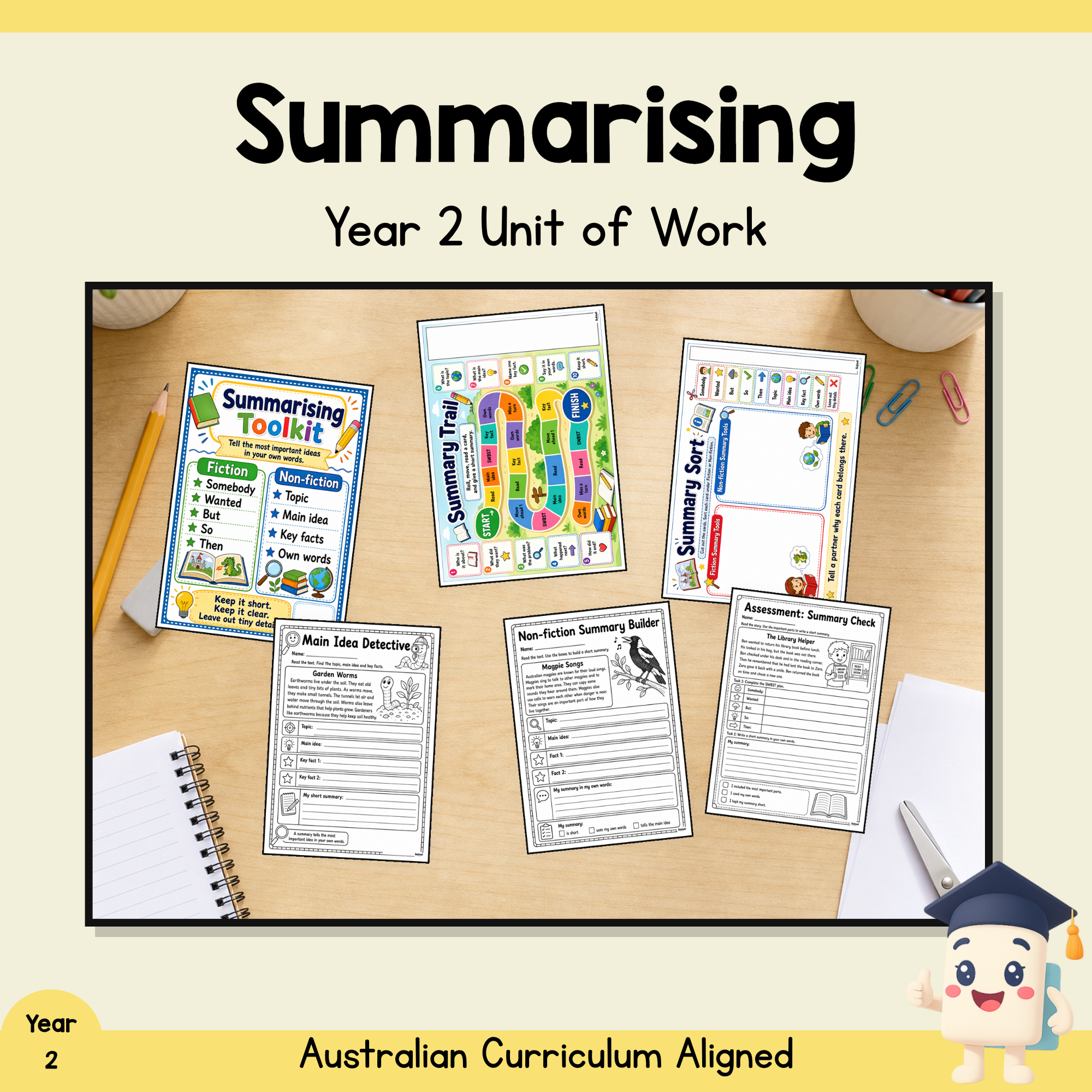 Year 2 Summarising Unit | Reading Worksheets, Games & Assessment
