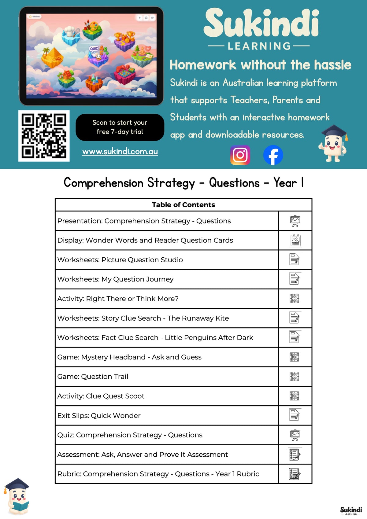 Questioning Comprehension — Year 1