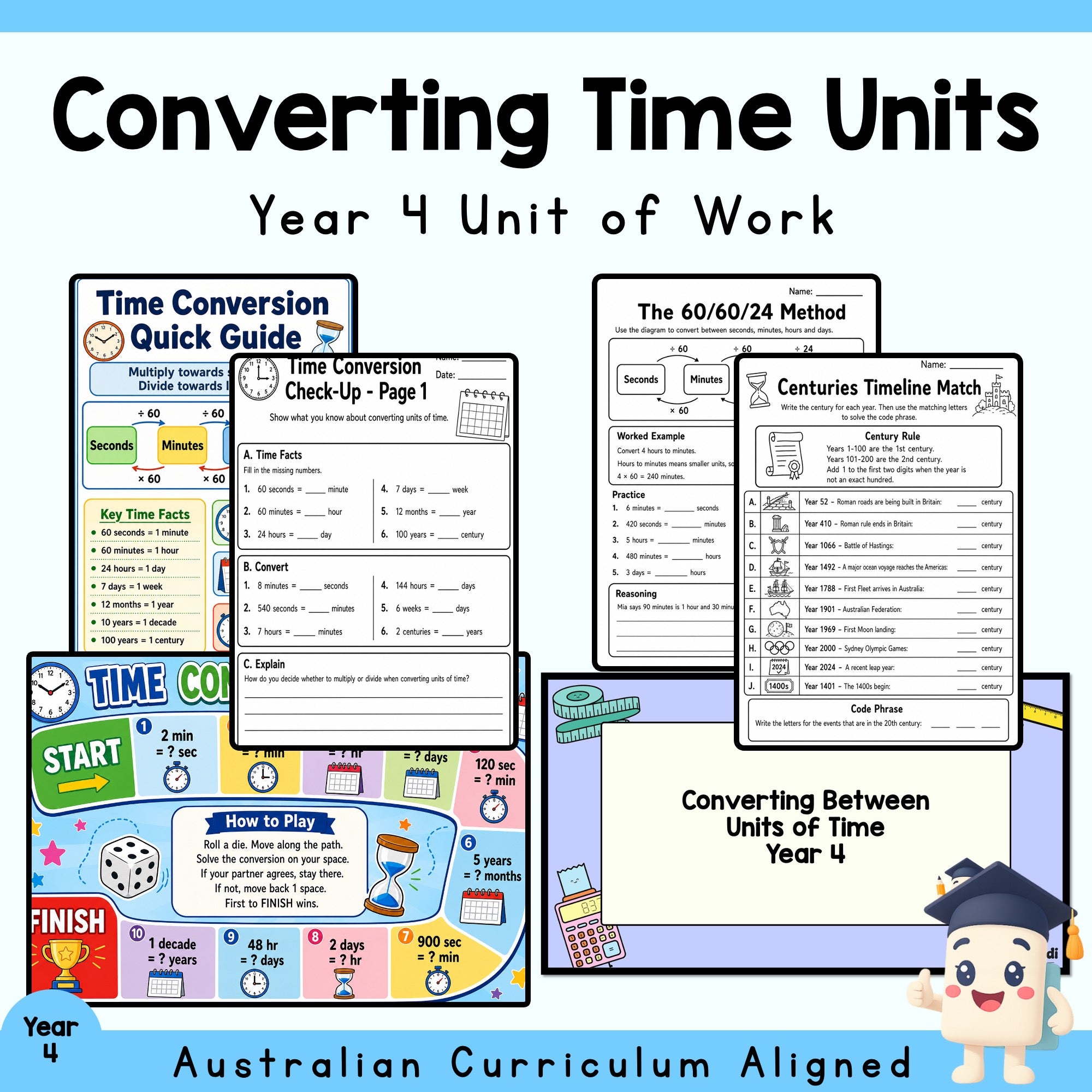 Year 4 Time Conversion Unit | Worksheets, Games & Assessment
