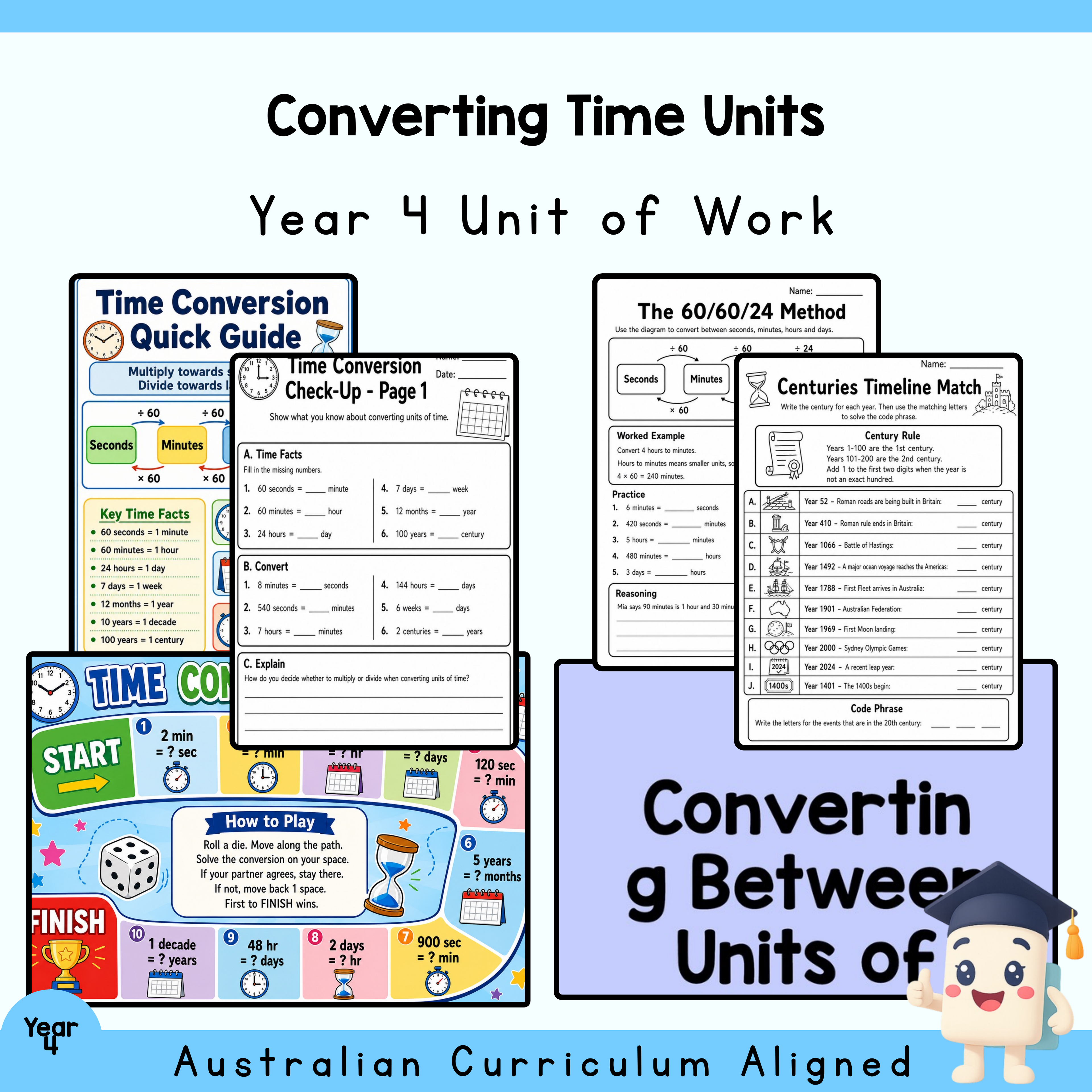 Year 4 Time Conversion Unit | Worksheets, Games & Assessment