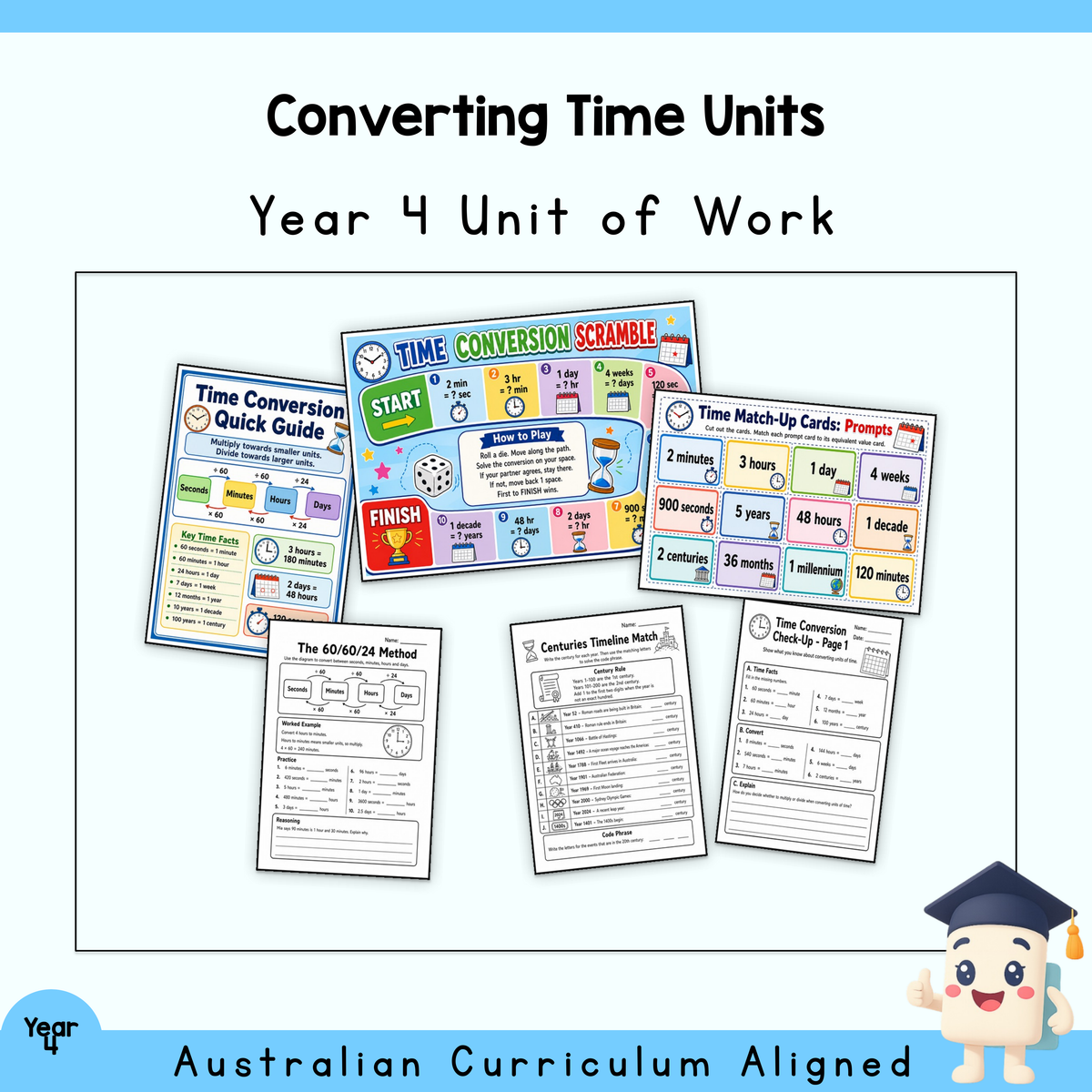 Year 4 Time Conversion Unit | Worksheets, Games & Assessment