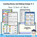 Year 3 Counting Money and Making Change Unit | Australian Money, Worksheets, Games, Quiz & Assessment