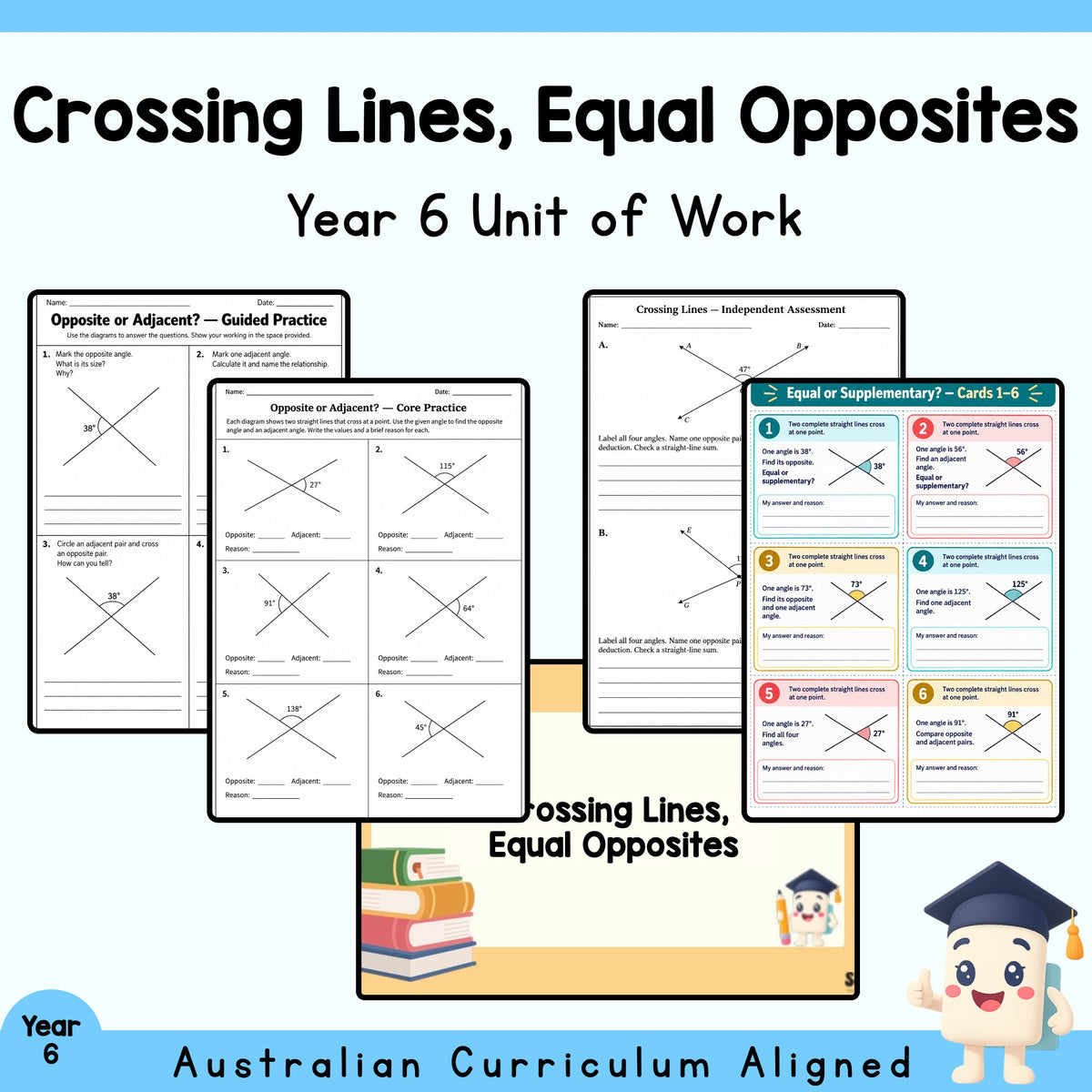 Crossing Lines, Equal Opposites — Year 6 Angles Unit — cover