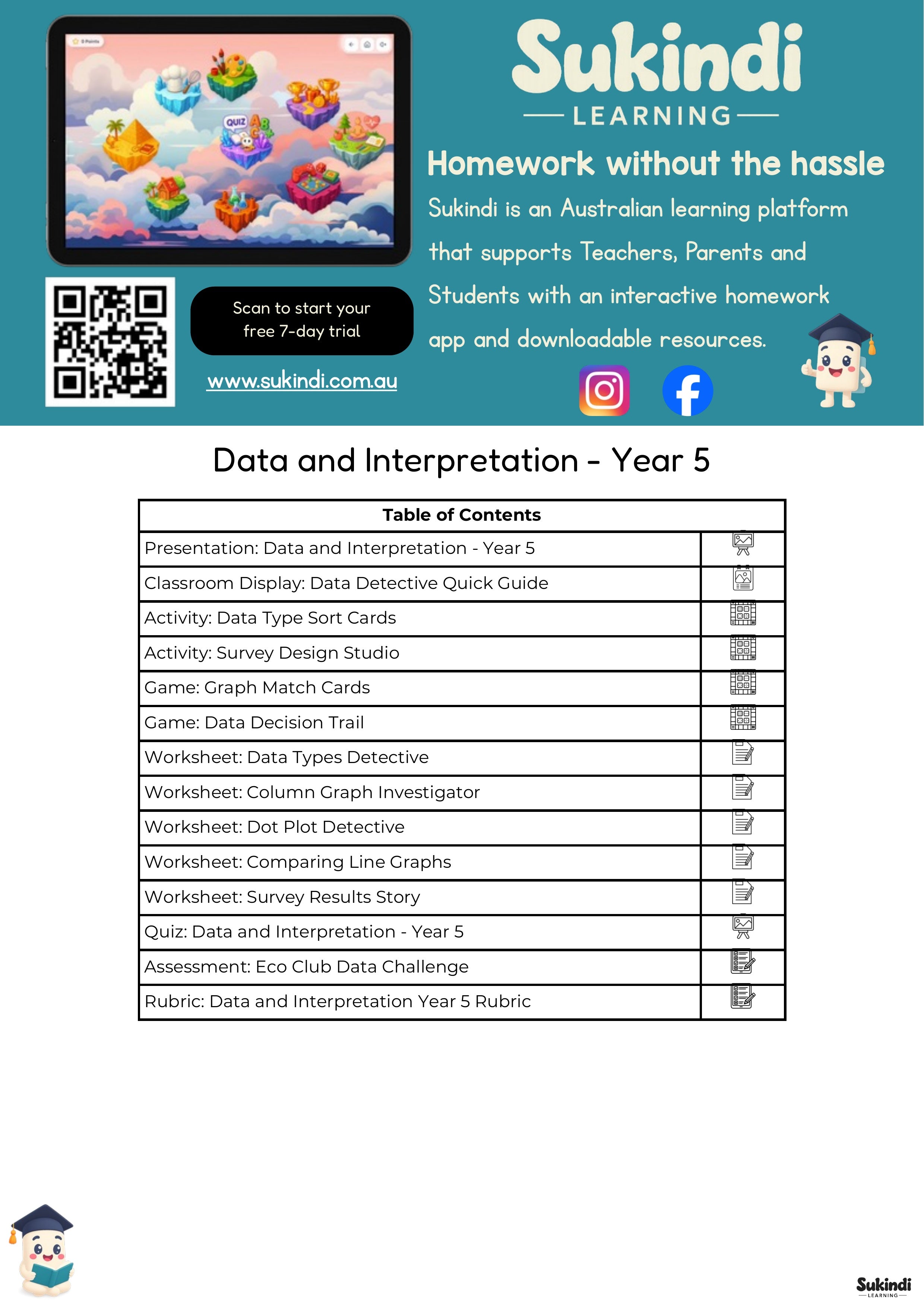 Data and Interpretation – Year 5