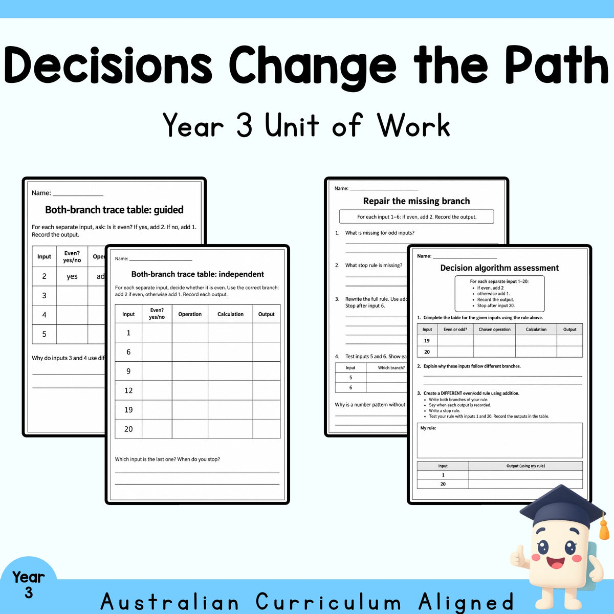 Decisions Change the Path | Year 3 Maths Unit — cover