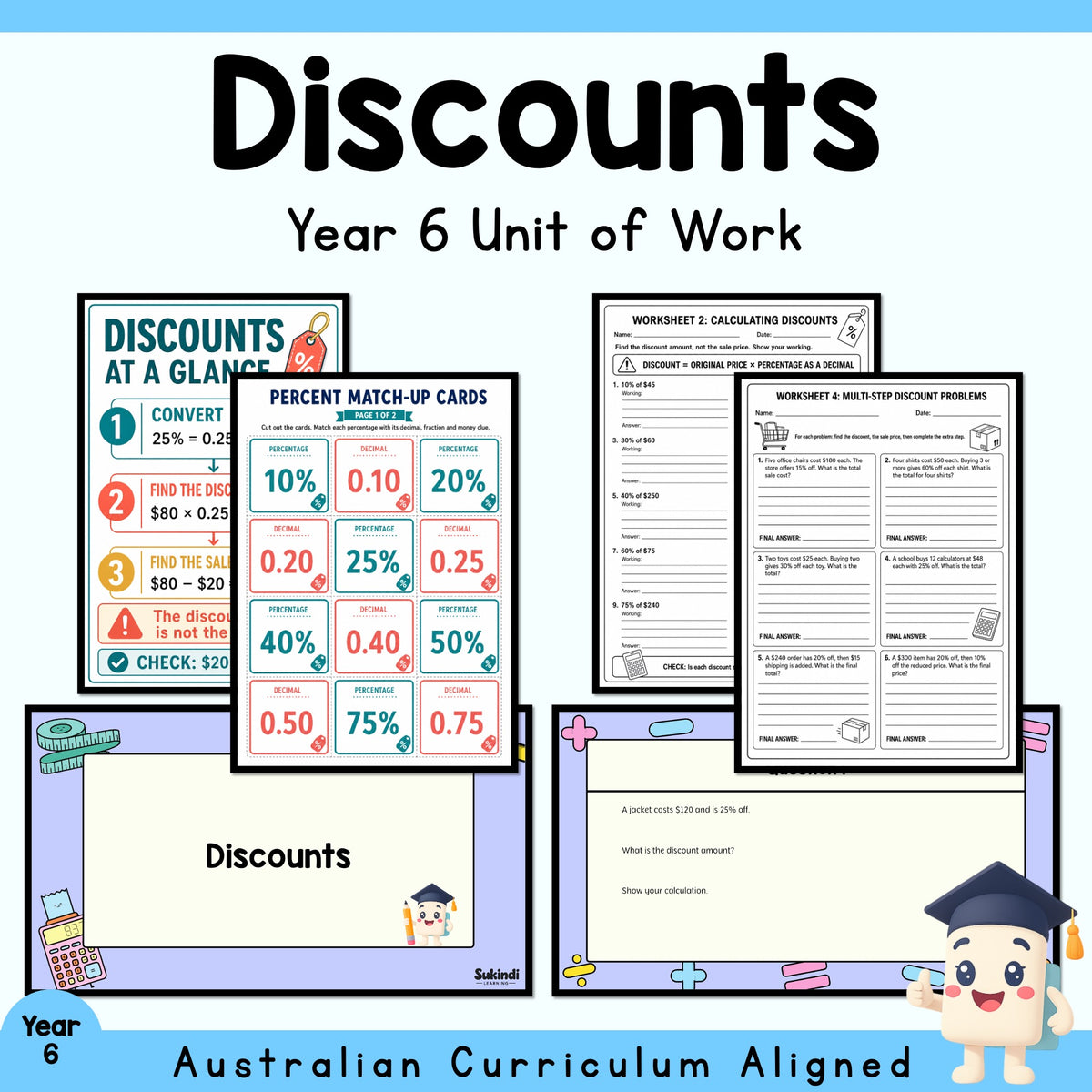 Discounts Year 6 Maths Unit — cover
