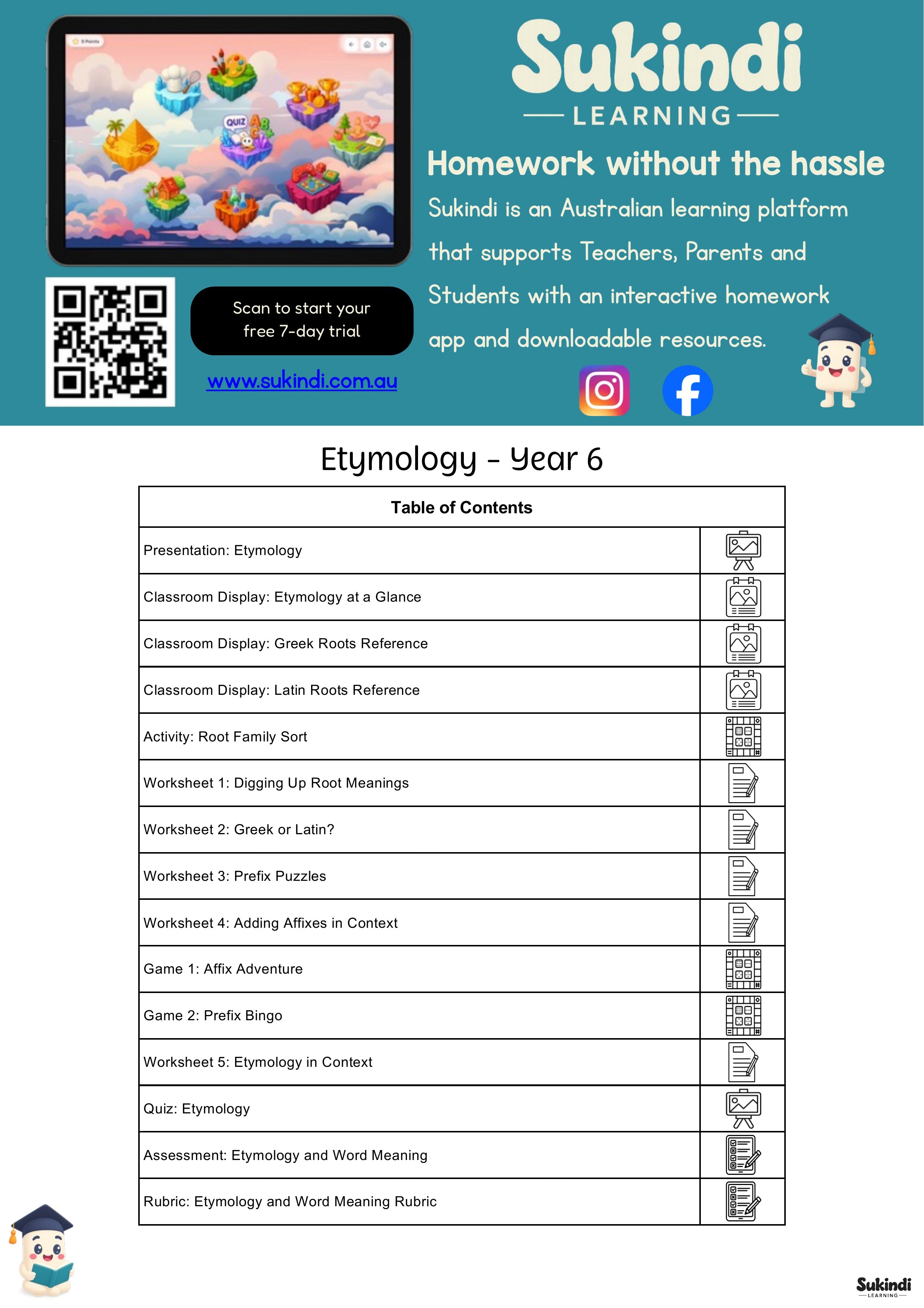 Etymology Year 6 Unit of Work