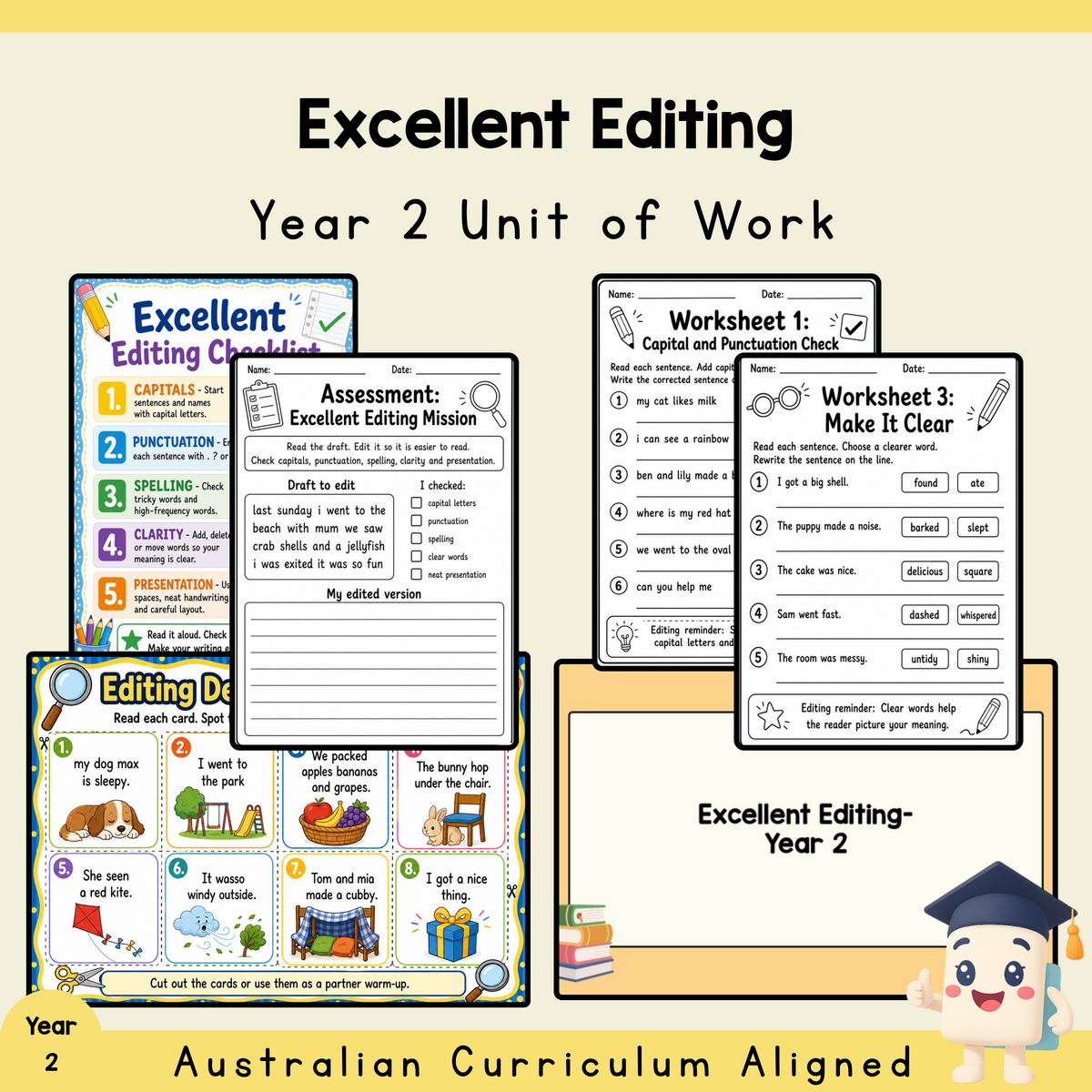 Year 2 Excellent Editing Unit | Worksheets, Games & Assessment