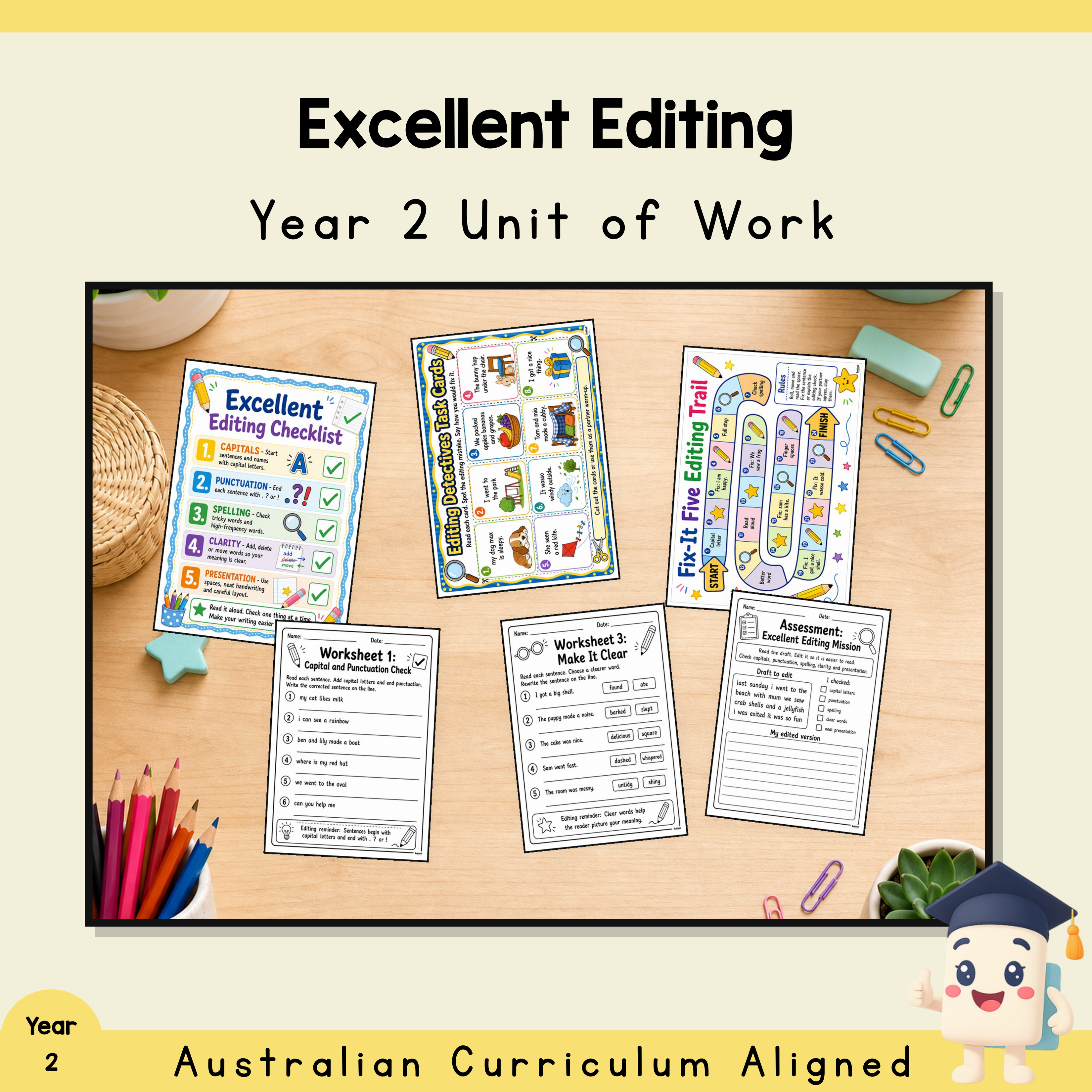 Year 2 Excellent Editing Unit | Worksheets, Games & Assessment